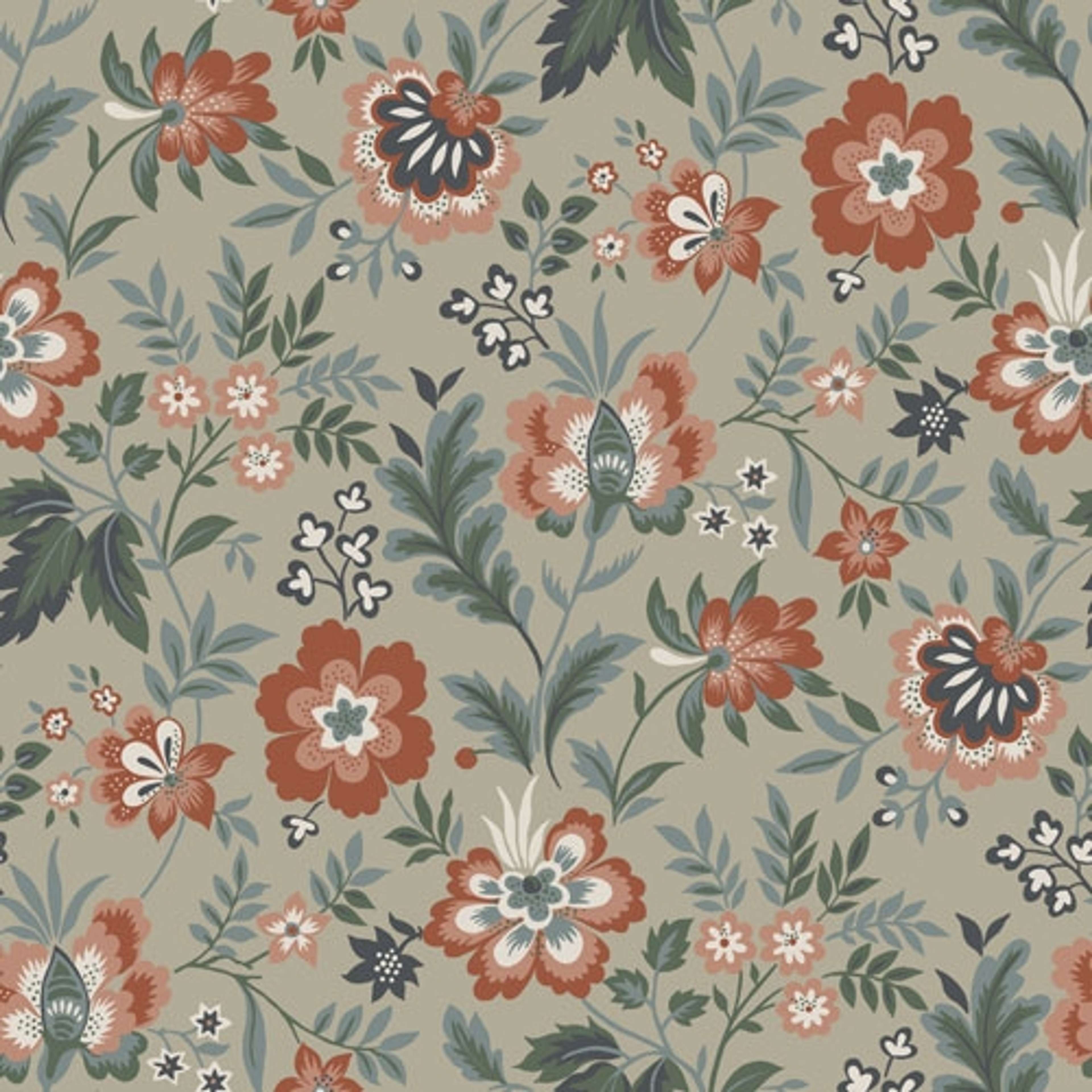 Mirabelle storblommig, beige tapet från Midbec med blommigt mönster i beige. Från kollektionen Lyckebo. Nonwoven-material med rak passning.