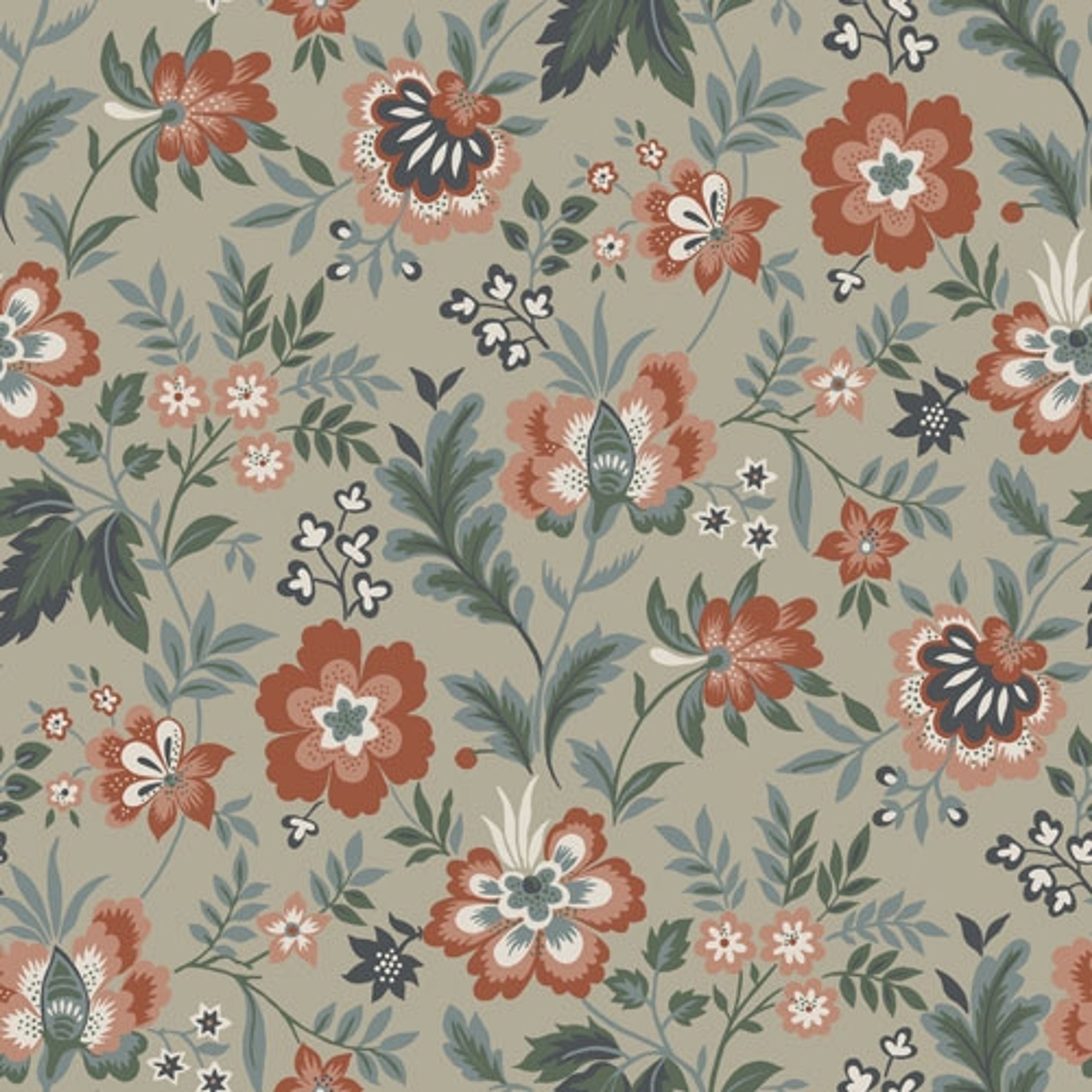 Mirabelle storblommig, beige tapet från Midbec med blommigt mönster i beige. Från kollektionen Lyckebo. Nonwoven-material med rak passning.