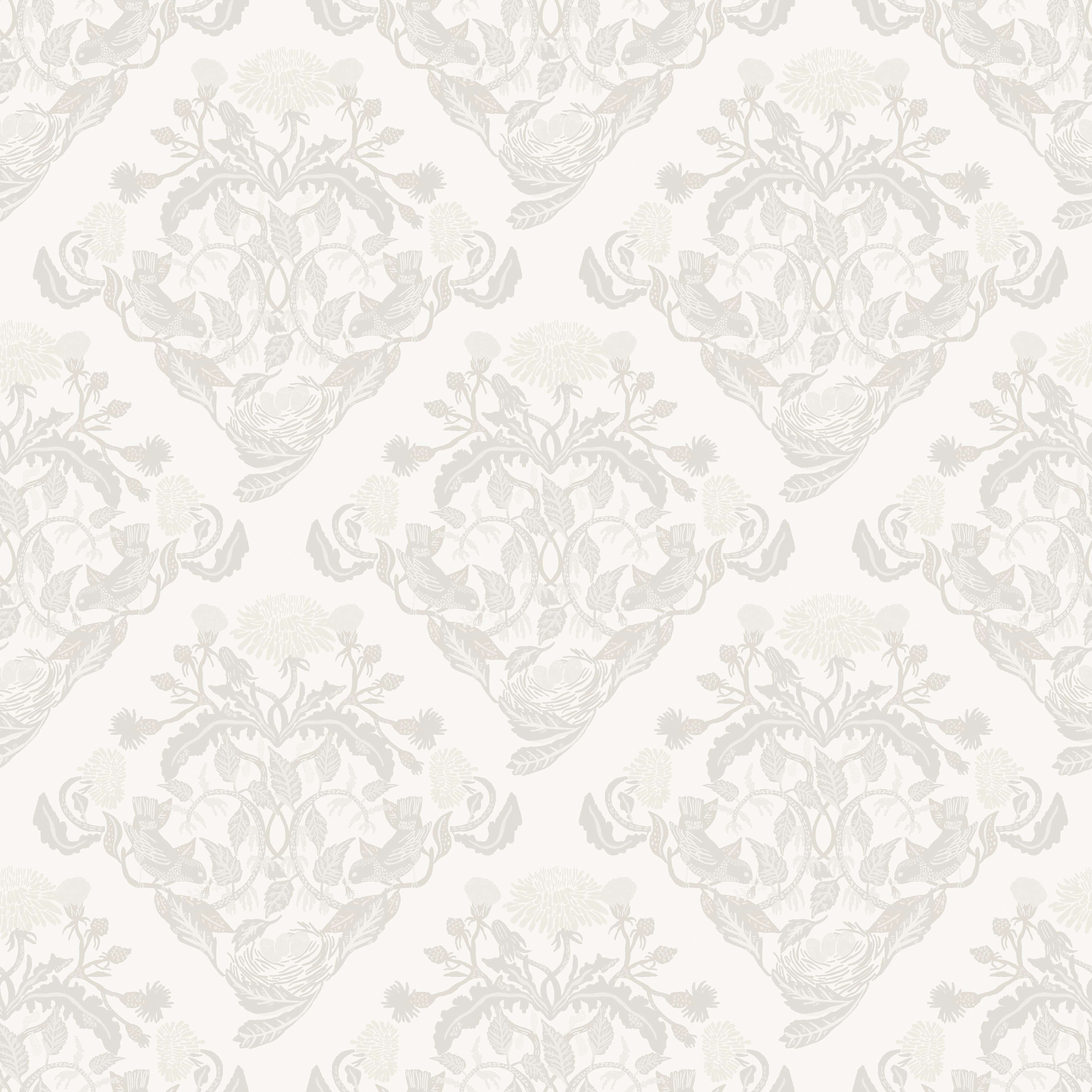 Klara o Tove frodas vit, tapet tapet med blommigt mönster i vit. Från kollektionen Klara o Tove. Nonwoven-material med rak passning. Passar i vardagsrum, sovrum och hall.
