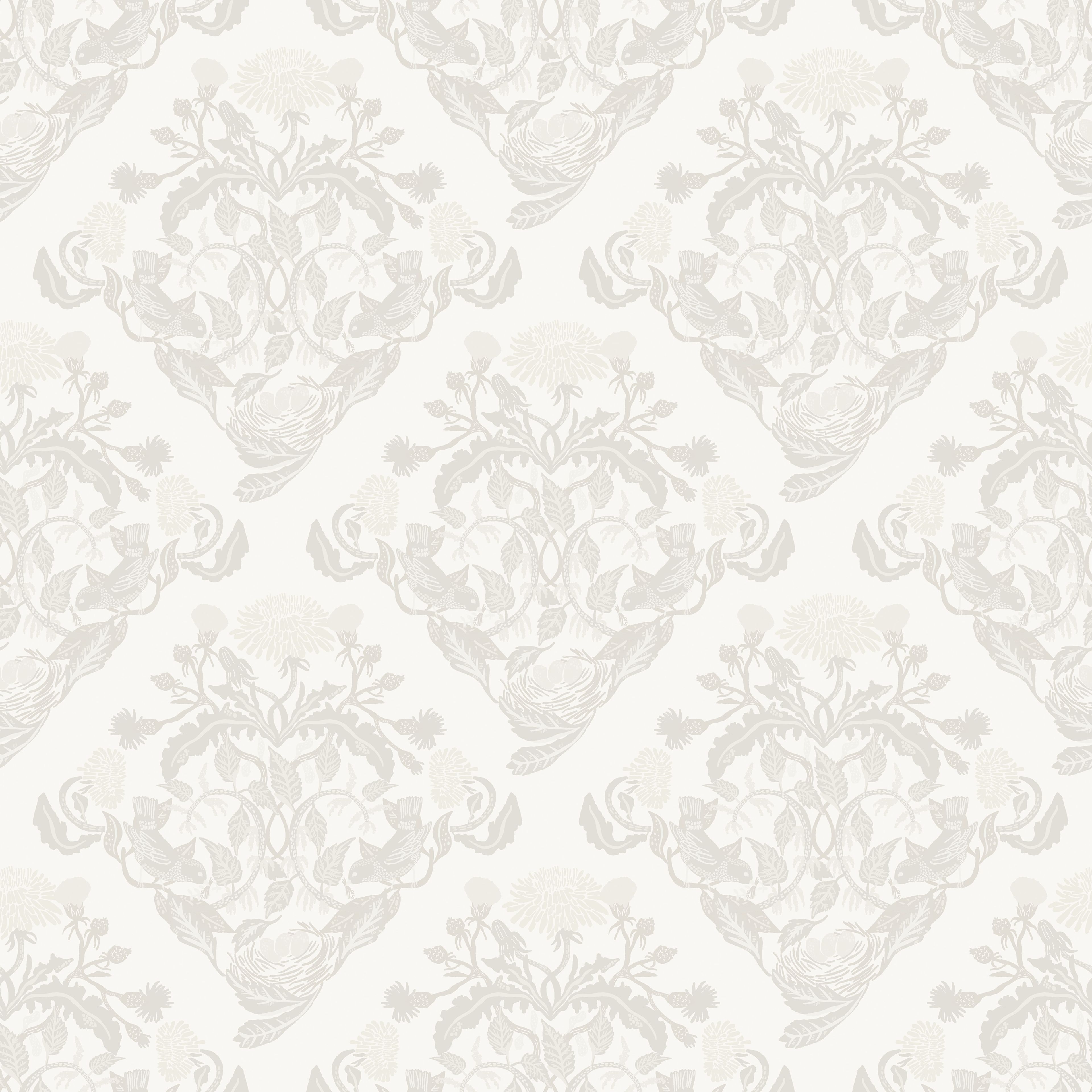 Klara o Tove frodas vit, tapet tapet med blommigt mönster i vit. Från kollektionen Klara o Tove. Nonwoven-material med rak passning. Passar i vardagsrum, sovrum och hall.