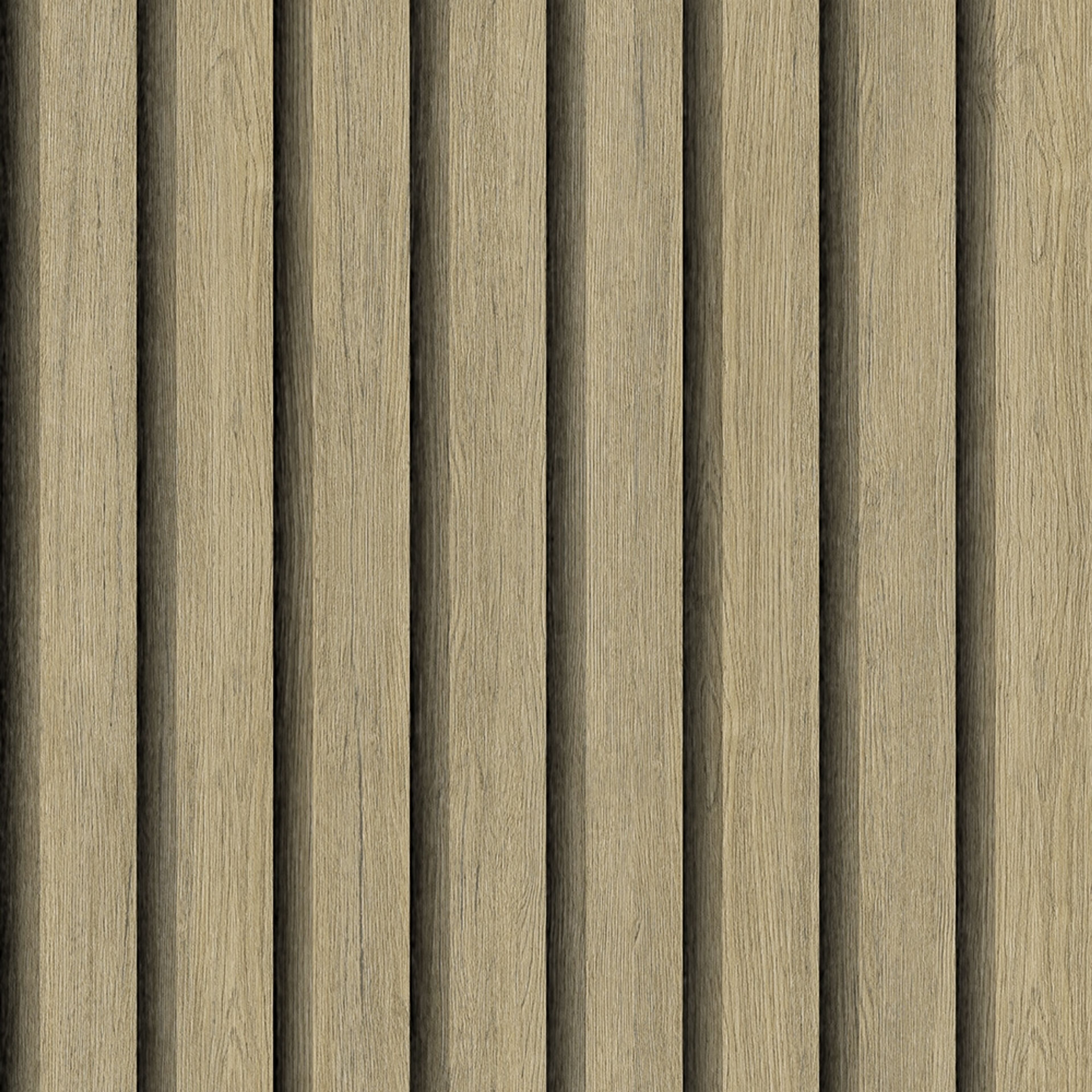 Ribbvägg tapet med träimitation mönster i beige. Från kollektionen Elements. Nonwoven-material.