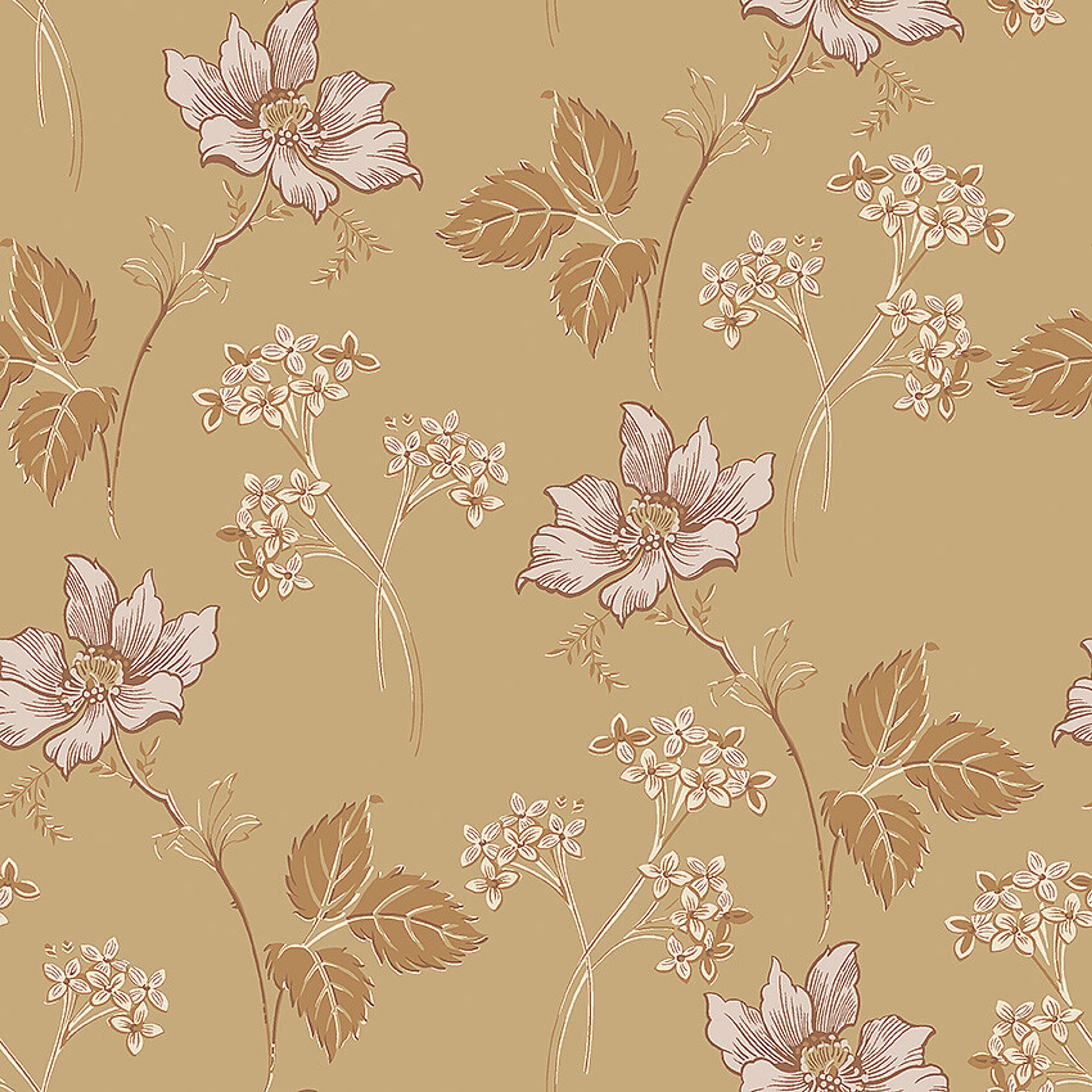 Valborg gul tapet tapet med blommigt mönster i gul. Från kollektionen Swedish Grace. Nonwoven-material med rak passning. Passar i vardagsrum.