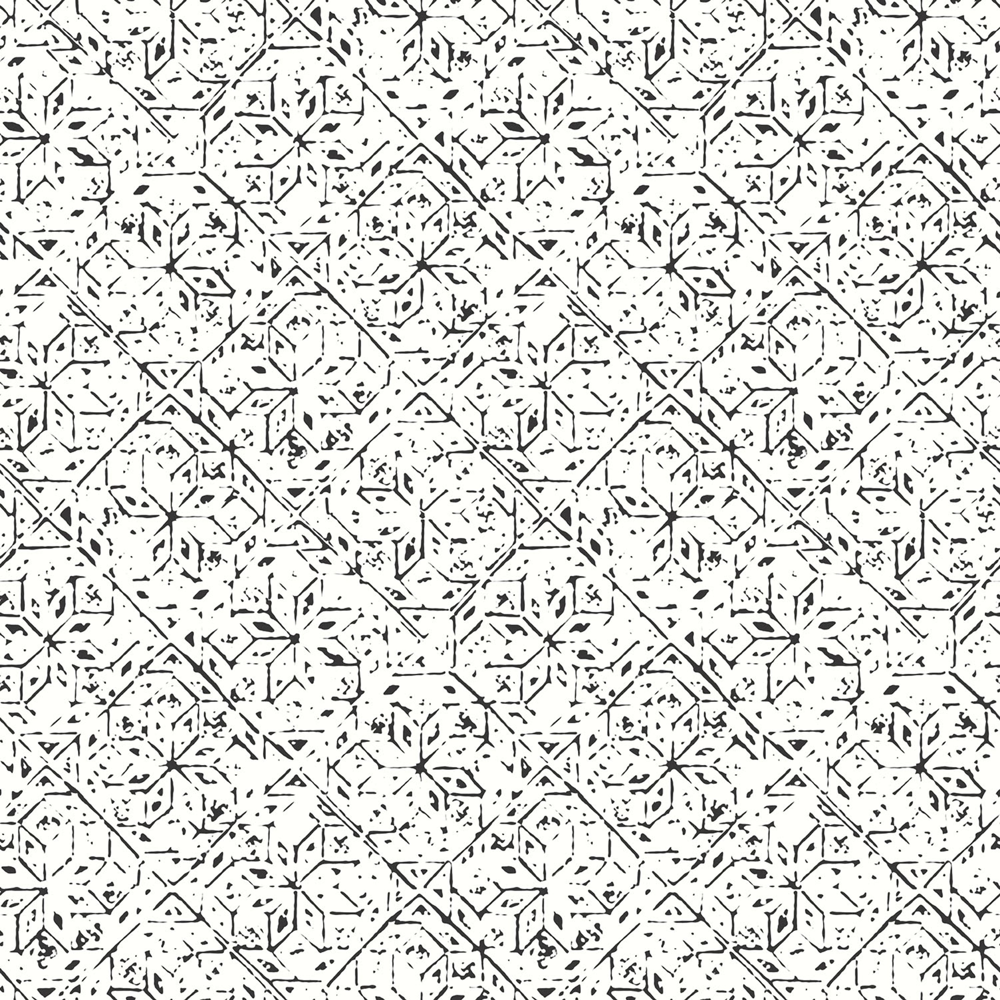 Tangier Tile tapet i vit och svart tapet med grafiskt mönster i vit. Från kollektionen bazaar. Nonwoven-material med rak passning. Passar i vardagsrum och matsal.
