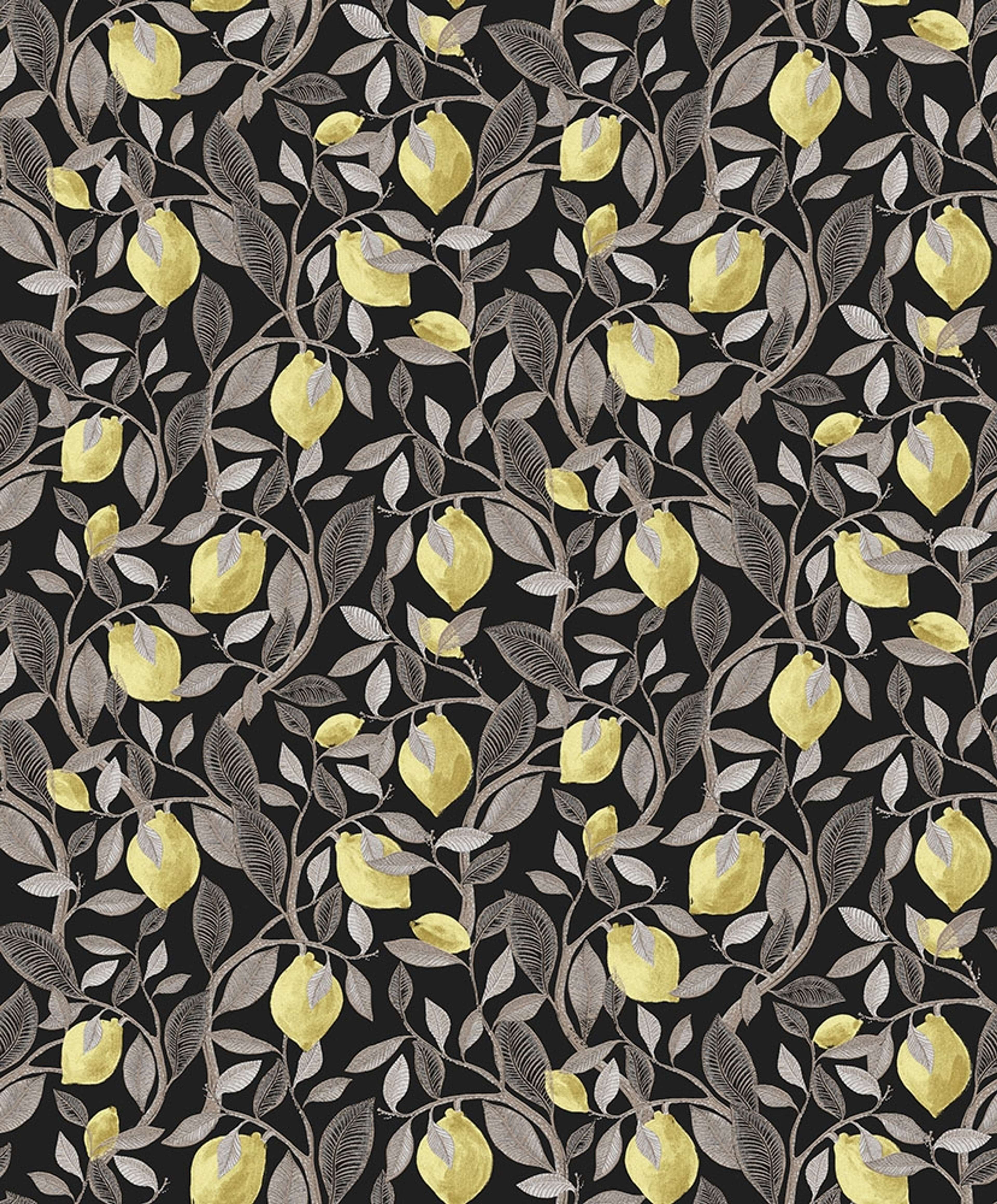 Limone, gul tapet tapet med stormönstrat mönster i gul. Från kollektionen Aquila. Nonwoven-material med rak passning.