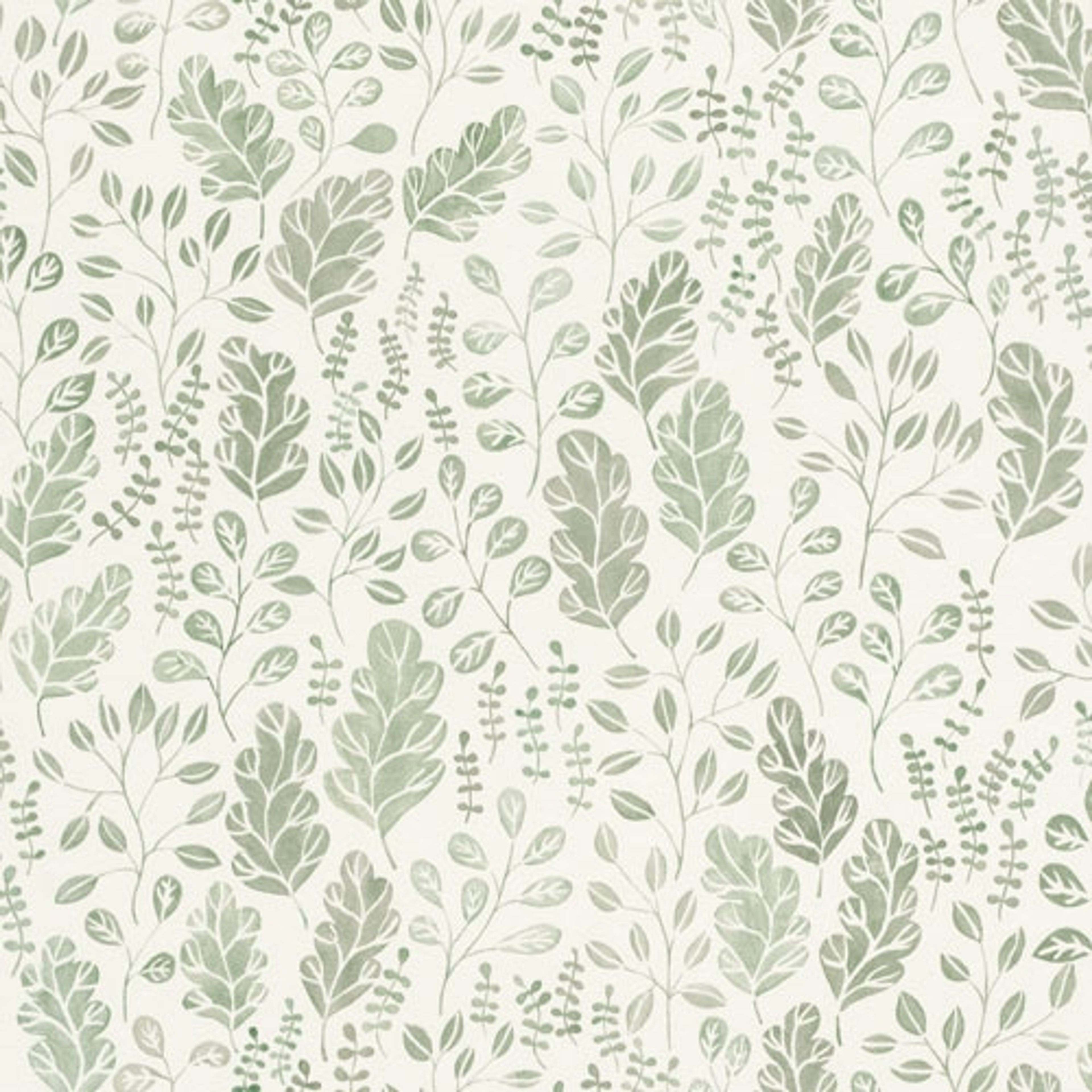 Vera ljus tapet med gröna blad tapet från Midbec med botaniskt mönster i vit och grön. Från kollektionen Morgongåva. Nonwoven-material med förskjuten passning.
