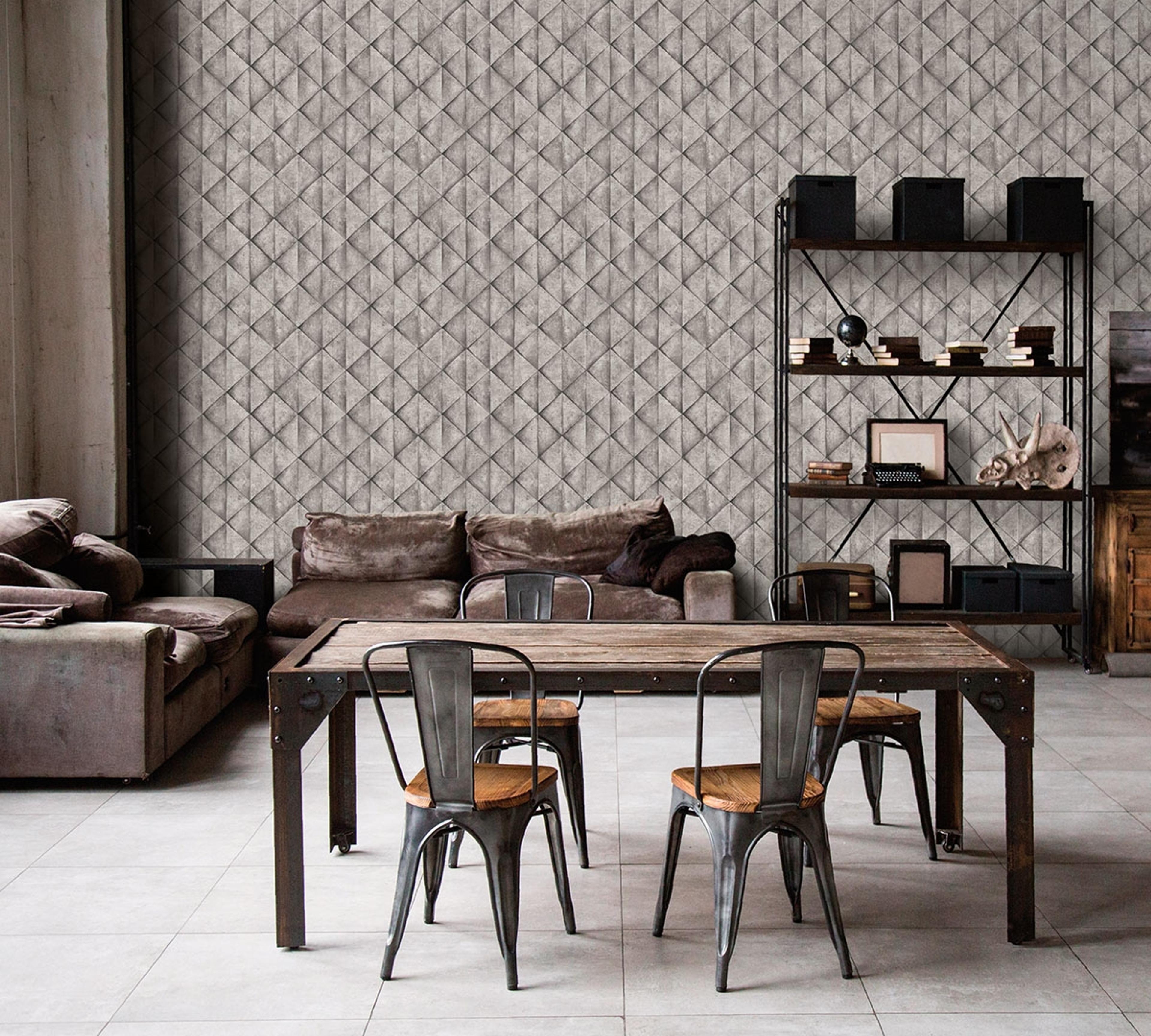 Geometric, strukturtapet i grå tapet med tegelsten mönster i grå. Från kollektionen best of wood n stone 2. Nonwoven-material med rak passning. Passar i vardagsrum och matsal.