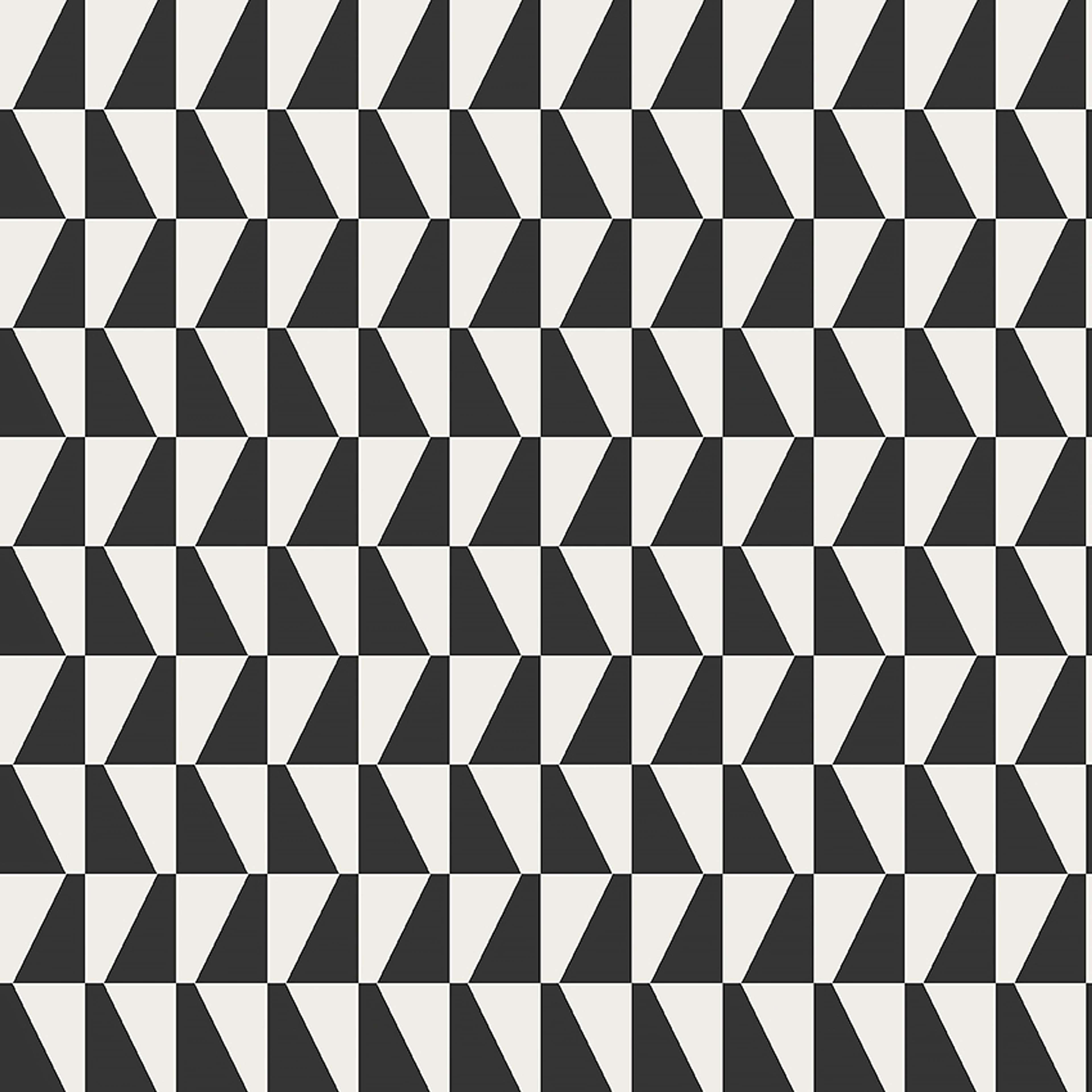 Arne Jacobsen Trapez, tapet tapet med grafiskt mönster i vit och svart. Från kollektionen Graphics. Nonwoven-material med rak passning. Passar i vardagsrum och matsal.