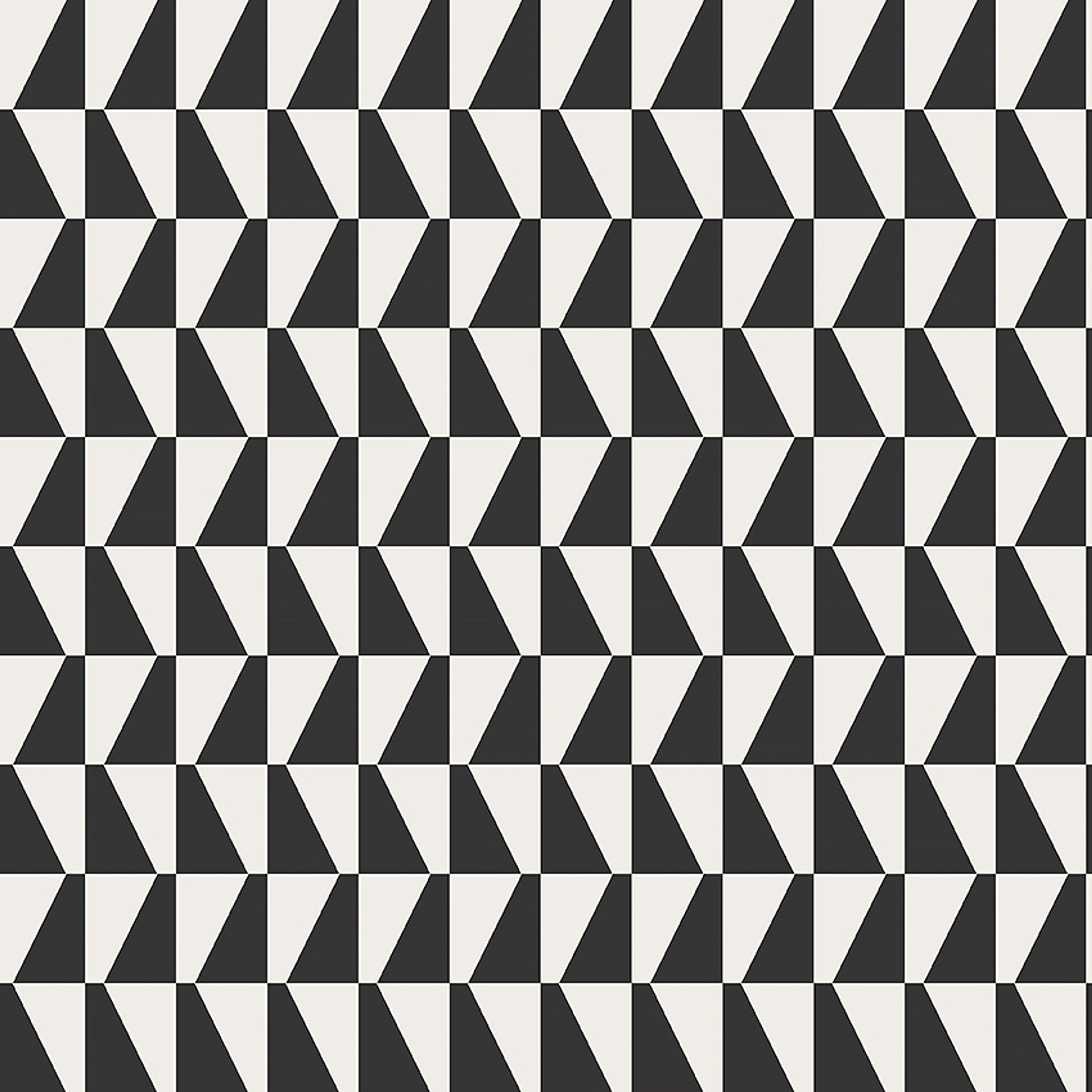 Arne Jacobsen Trapez, tapet tapet med grafiskt mönster i vit och svart. Från kollektionen Graphics. Nonwoven-material med rak passning. Passar i vardagsrum och matsal.