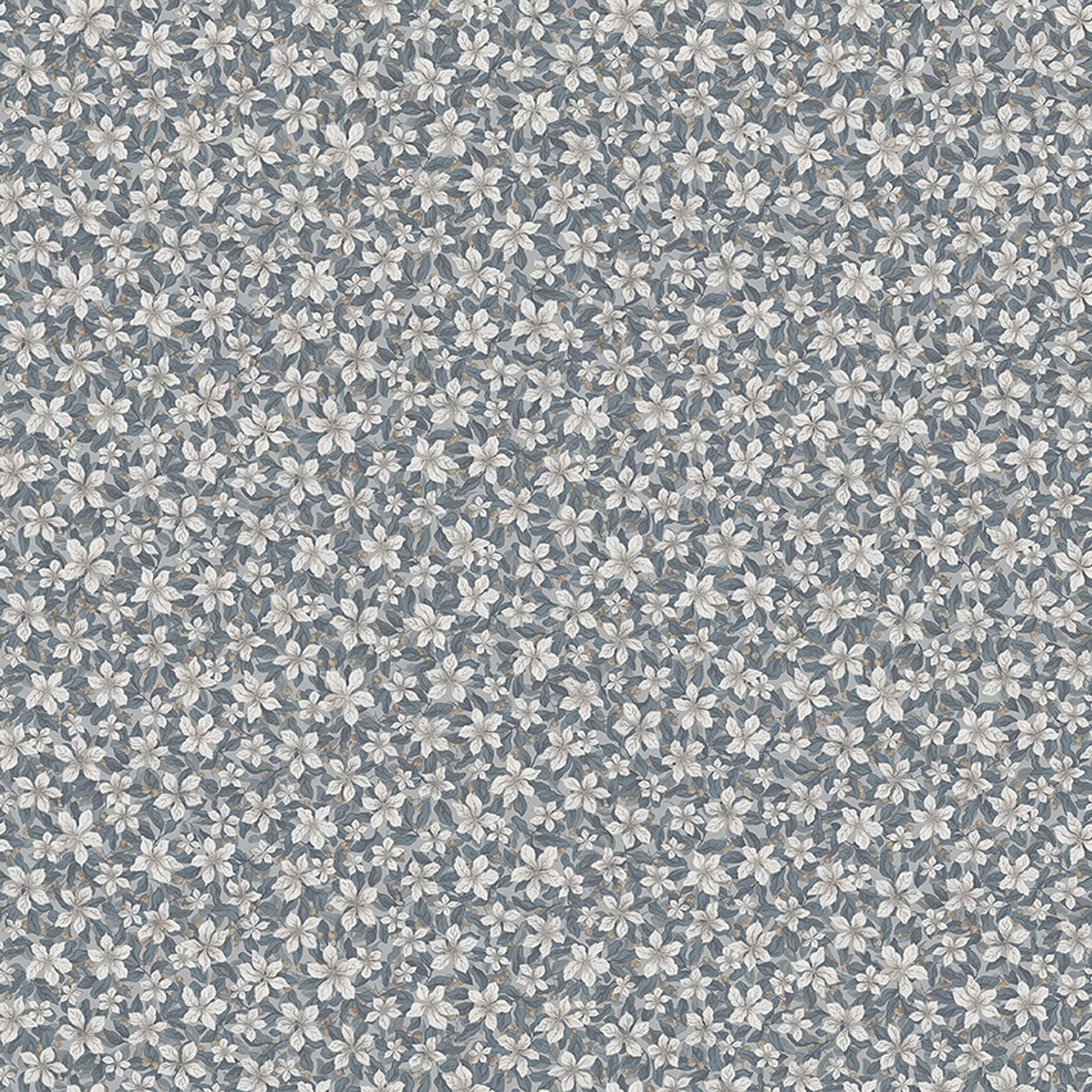Skogsblomst tapet med blommigt mönster i vit och blå. Från kollektionen timeless traditions. Nonwoven-material med rak passning.