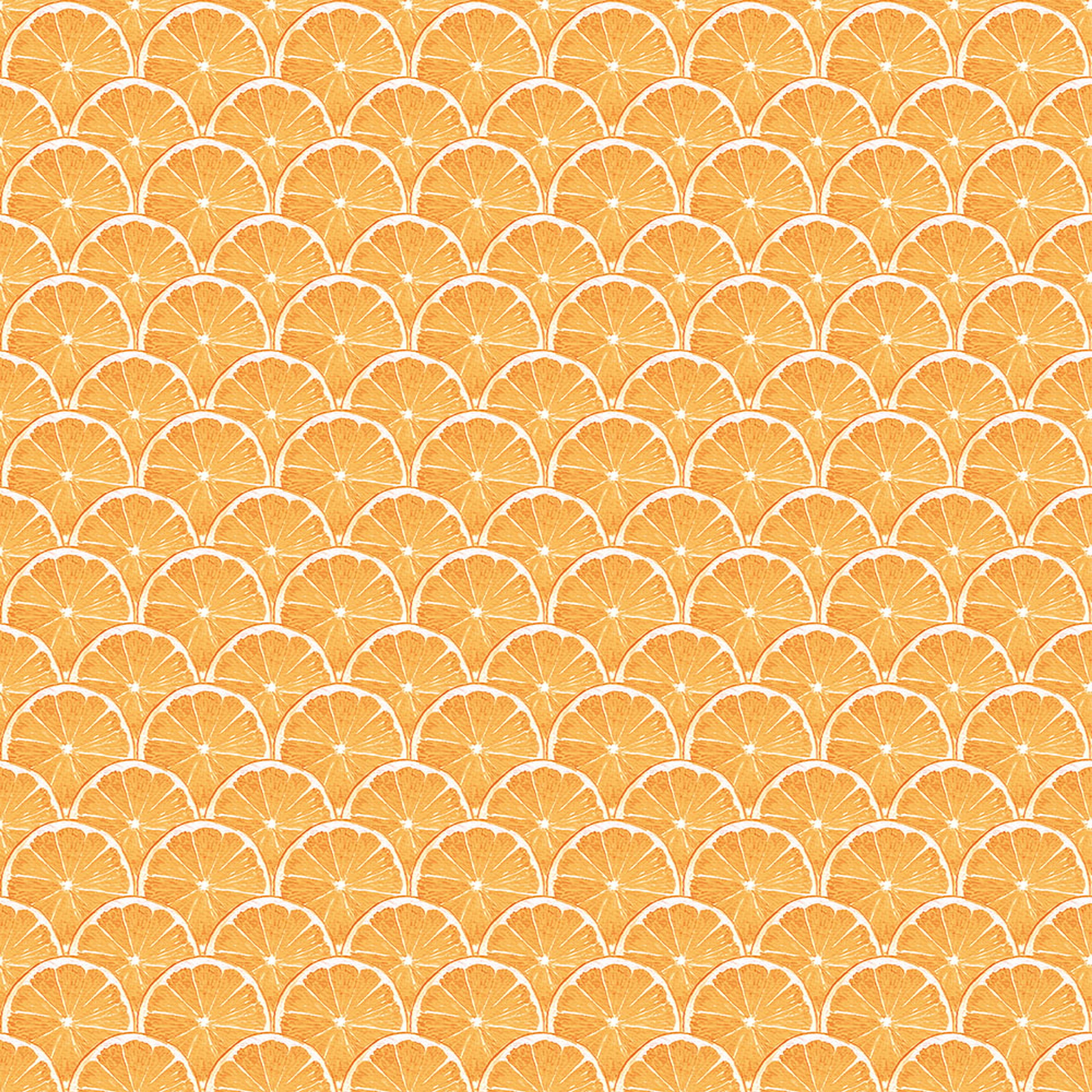 Lemon Scallop tapet i orange. Från kollektionen Just Kitchens. Nonwoven-material med rak passning.