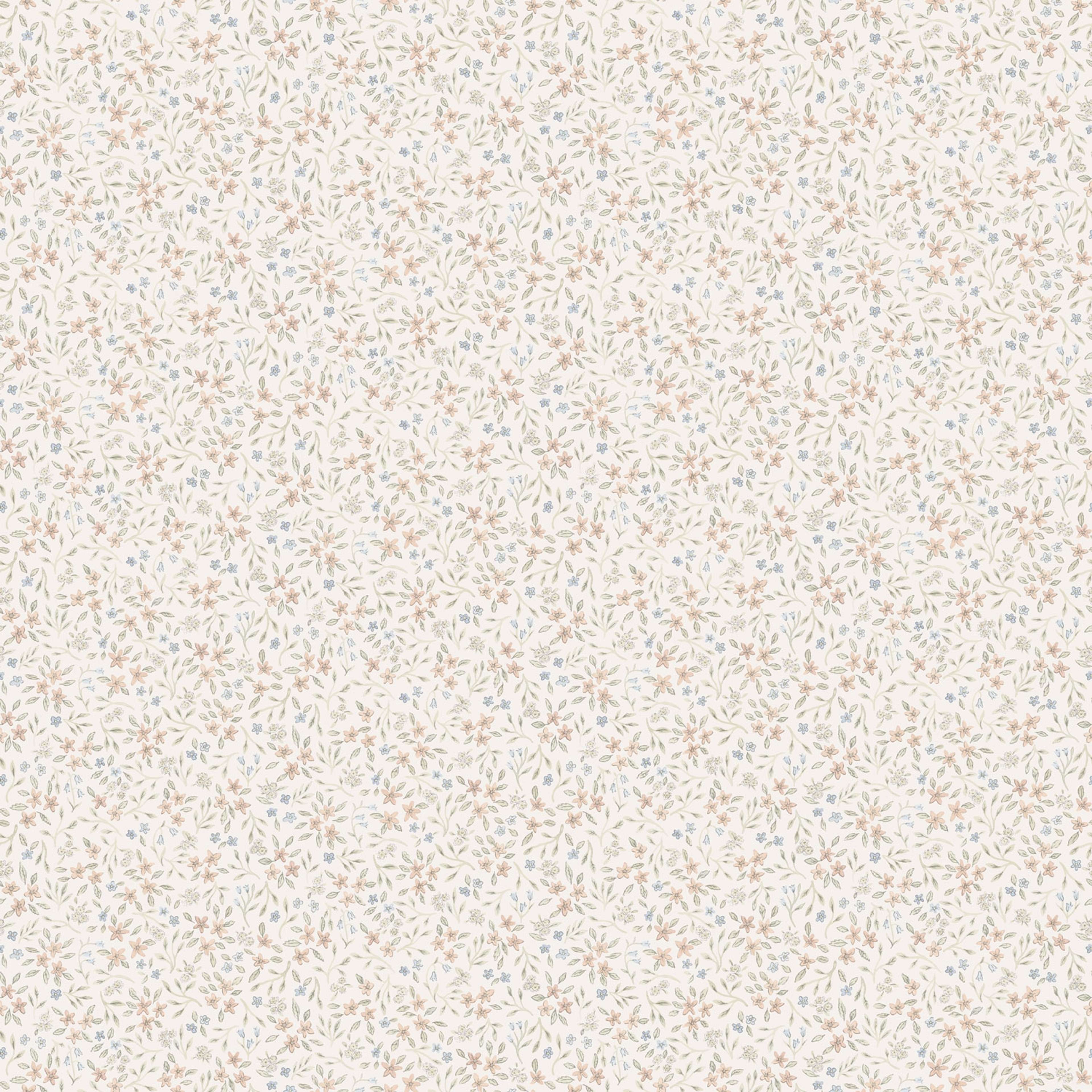 Mini tapet med blommigt mönster i rosa. Från kollektionen Rosenlycka. Nonwoven-material med rak passning. Passar i vardagsrum, sovrum och matsal.