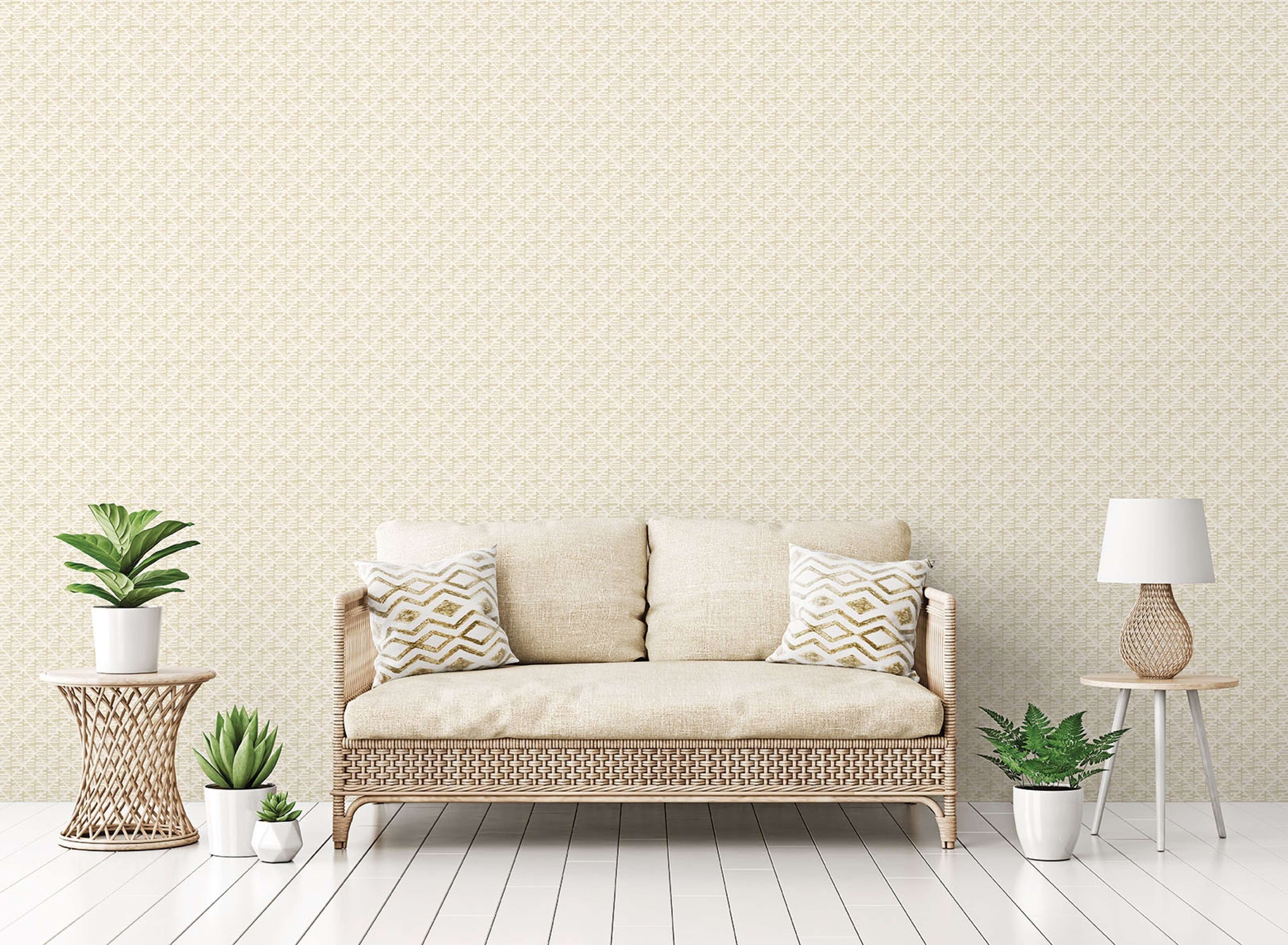 Block Print tapet i beige tapet med rutigt mönster i beige. Från kollektionen bazaar. Nonwoven-material med rak passning. Passar i vardagsrum och matsal.