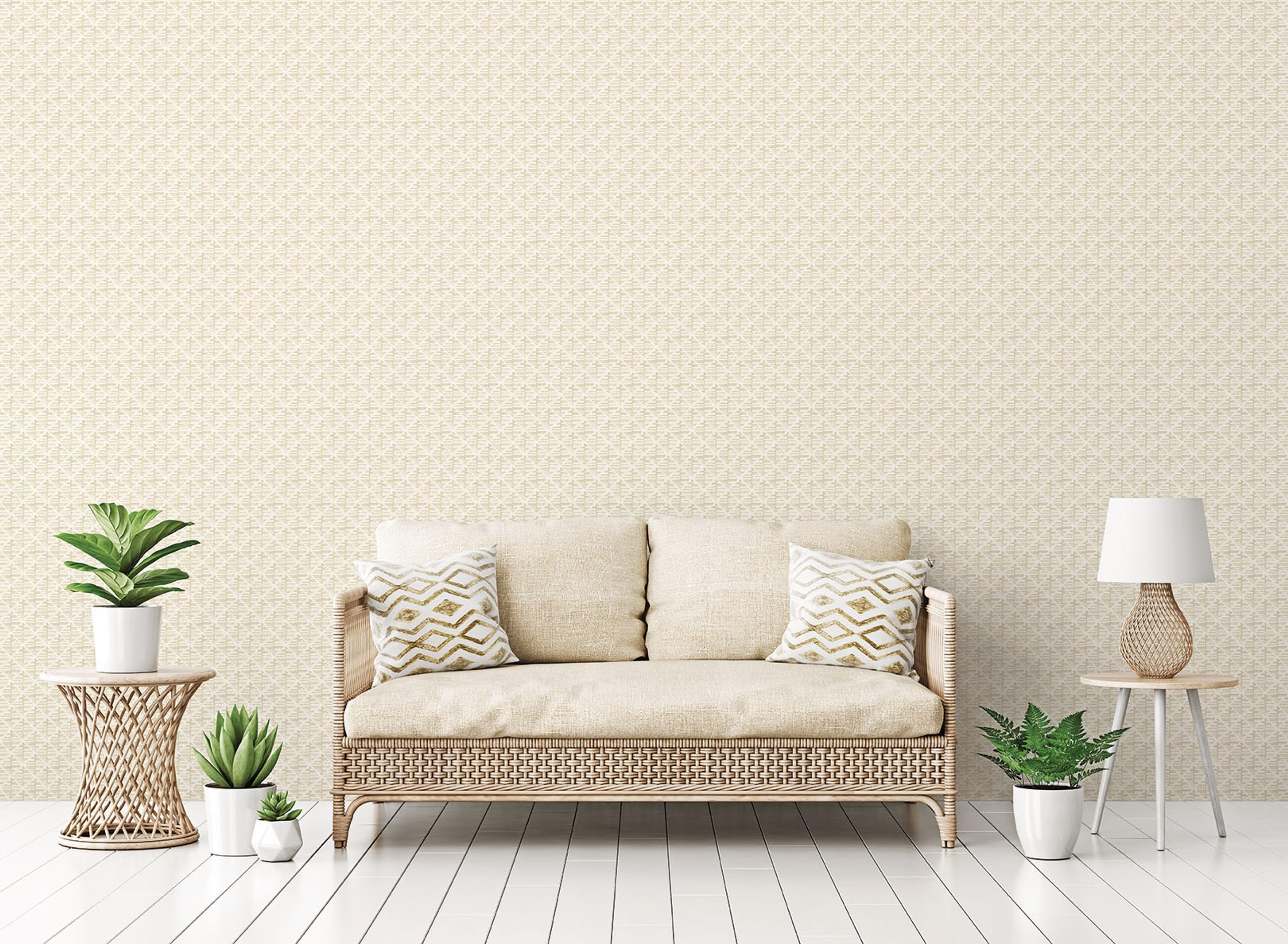 Block Print tapet i beige tapet med rutigt mönster i beige. Från kollektionen bazaar. Nonwoven-material med rak passning. Passar i vardagsrum och matsal.