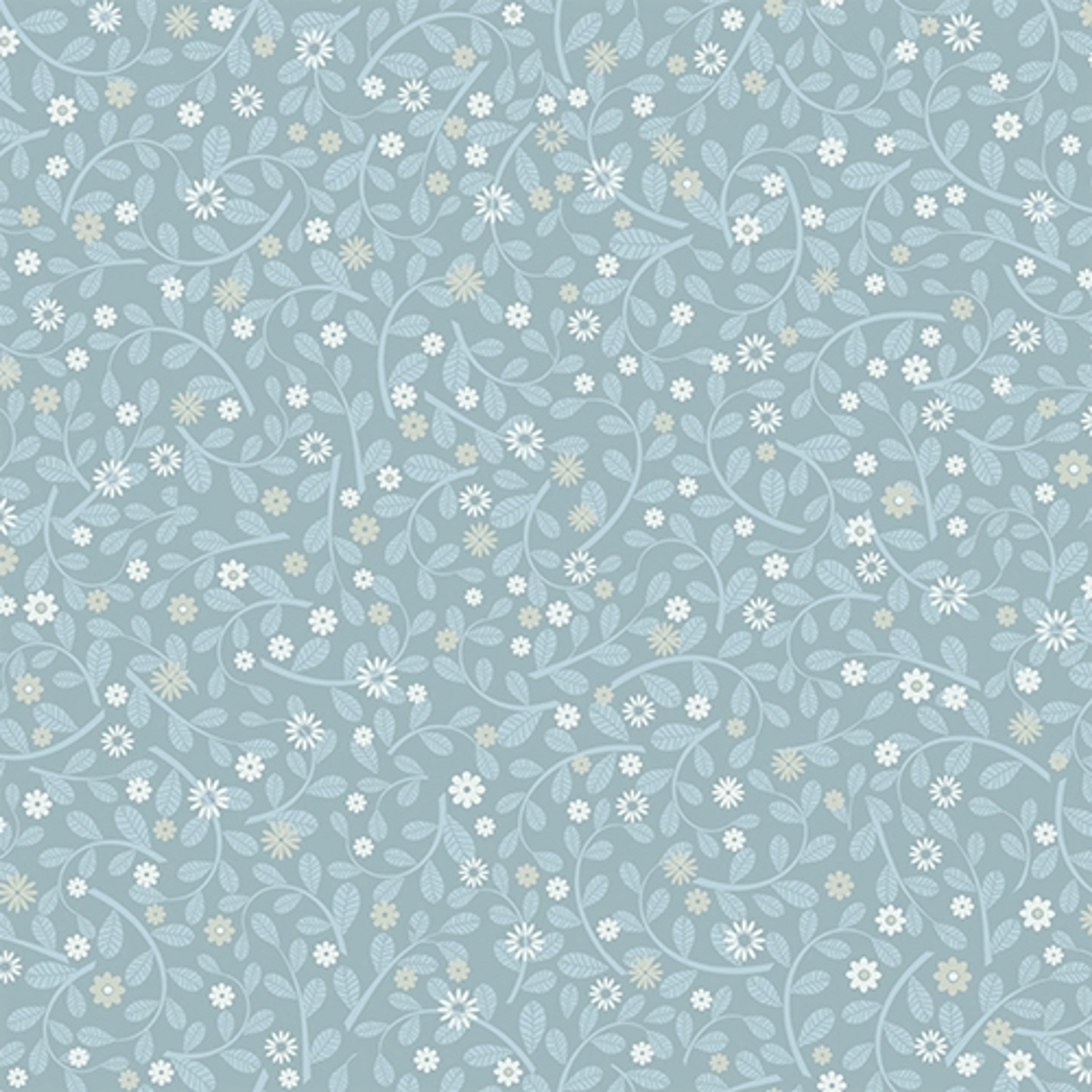 Sunnanö Hummelvik, blå tapet med blommigt mönster i blå. Från kollektionen Sunnanö. Nonwoven-material med förskjuten passning.