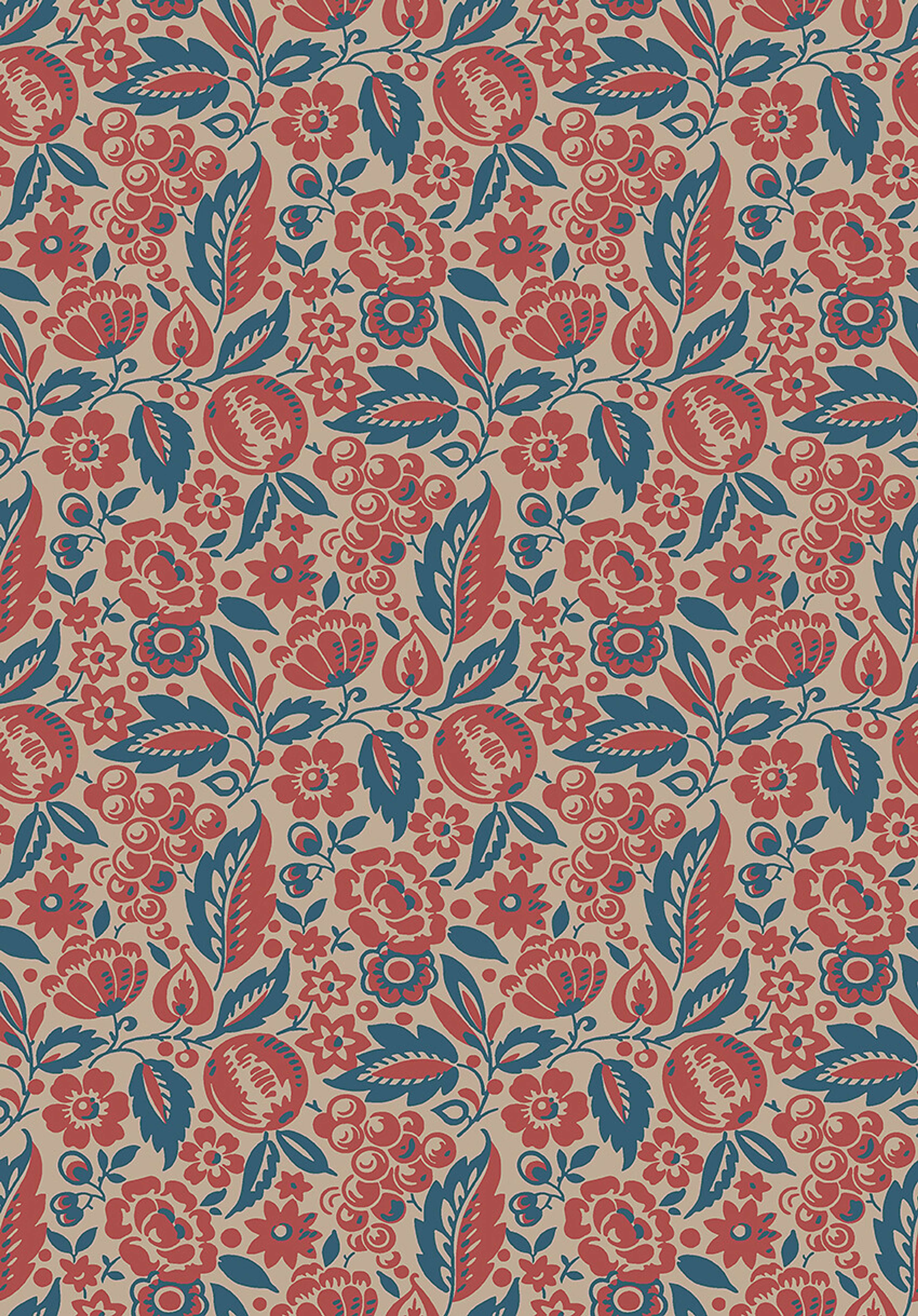 Elise tapet med botaniskt, blommigt mönster i beige. Från kollektionen New Heritage. Nonwoven-material med rak passning. Passar i matsal, kök och hall.