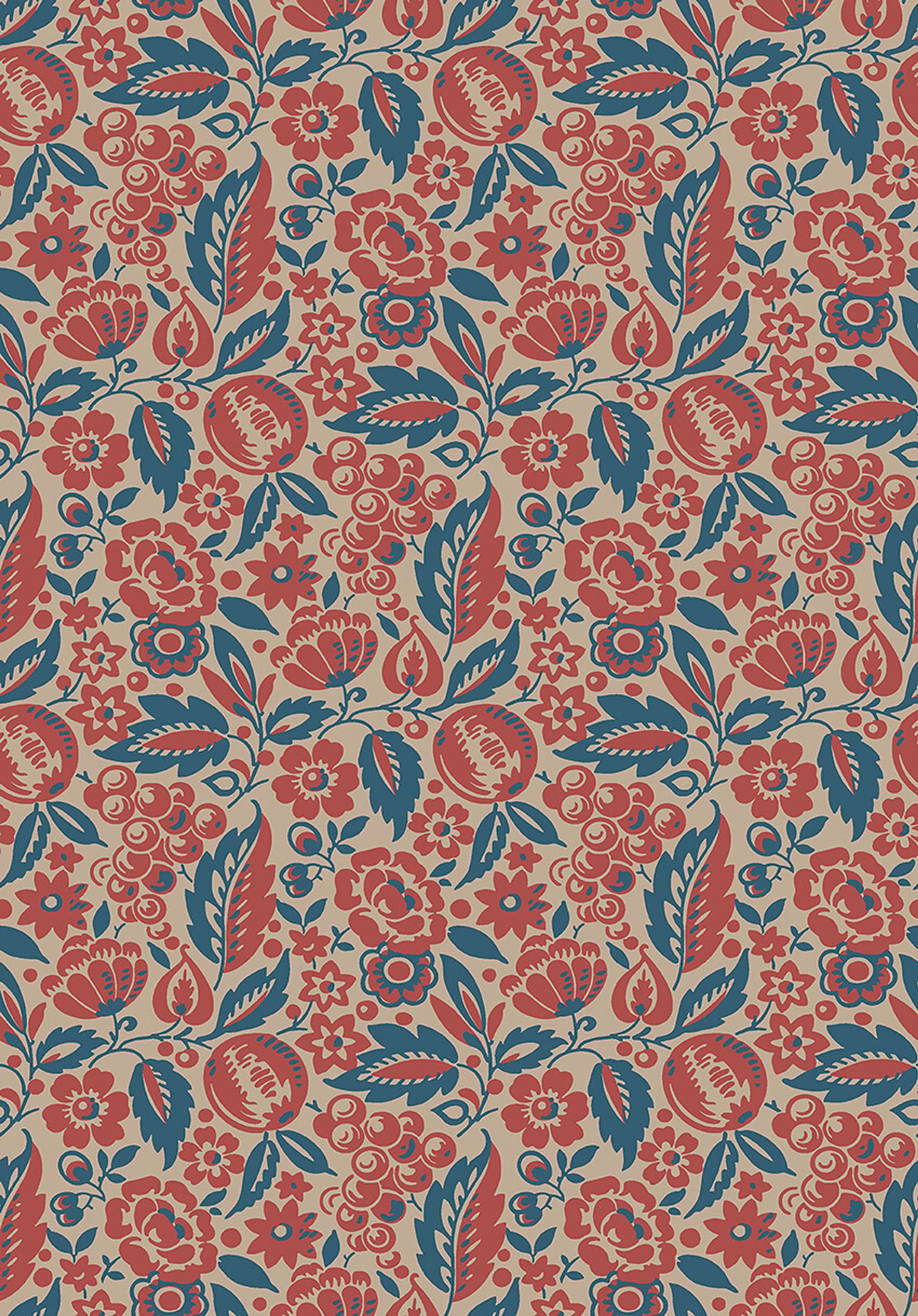 Elise tapet med botaniskt, blommigt mönster i beige. Från kollektionen New Heritage. Nonwoven-material med rak passning. Passar i matsal, kök och hall.