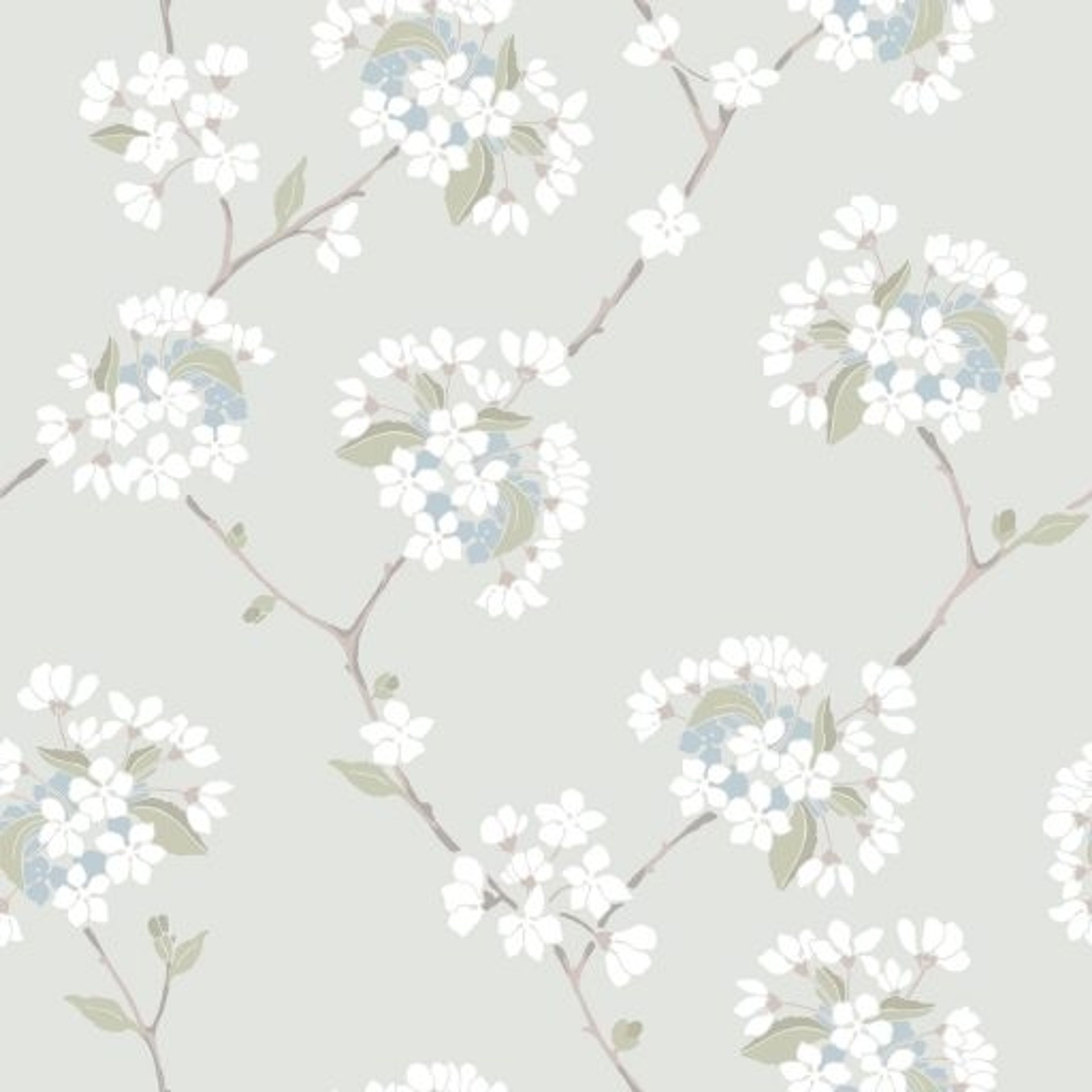 Körsbär, Grön tapet från duro med blommigt mönster i beige. Från kollektionen Natur. Nonwoven-material med rak passning. Country-stil.