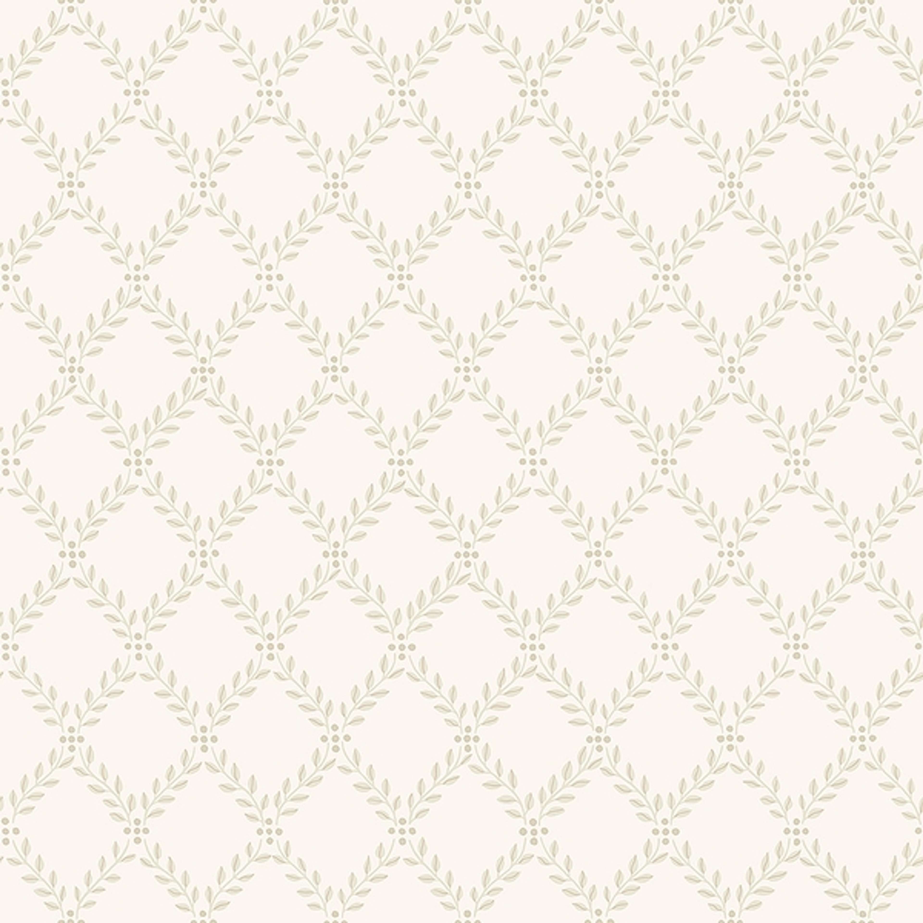 Trellis Leaves, krämvit/beige tapet från Boråstapeter med rutigt, geometriskt, trellis mönster i beige. Från kollektionen Falsterbo III. Nonwoven-material med rak passning.