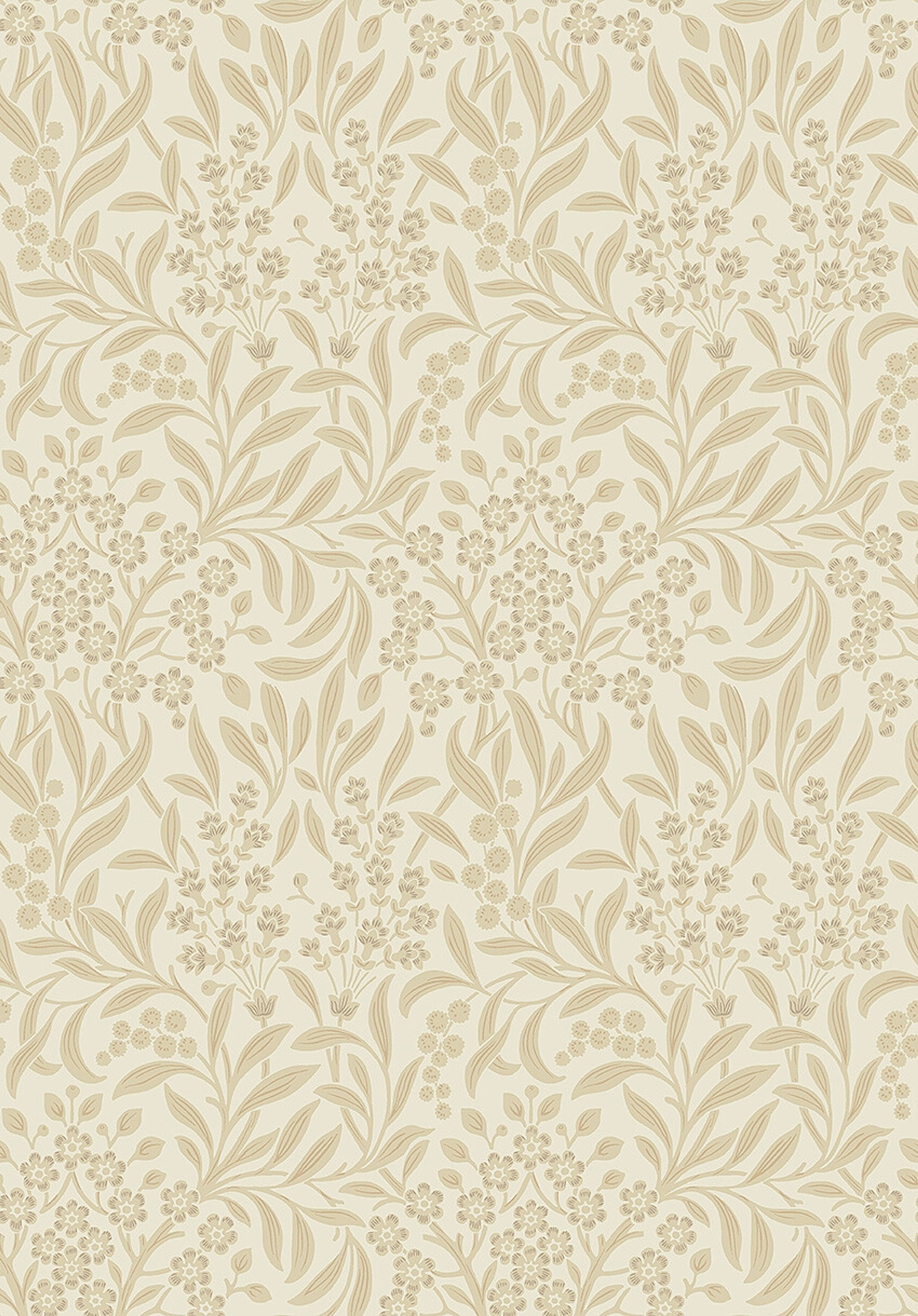Kryddhyllan tapet med botaniskt, blommigt mönster i beige. Från kollektionen Alla Tiders Hus. Nonwoven-material med rak passning. Passar i vardagsrum, matsal och kök.