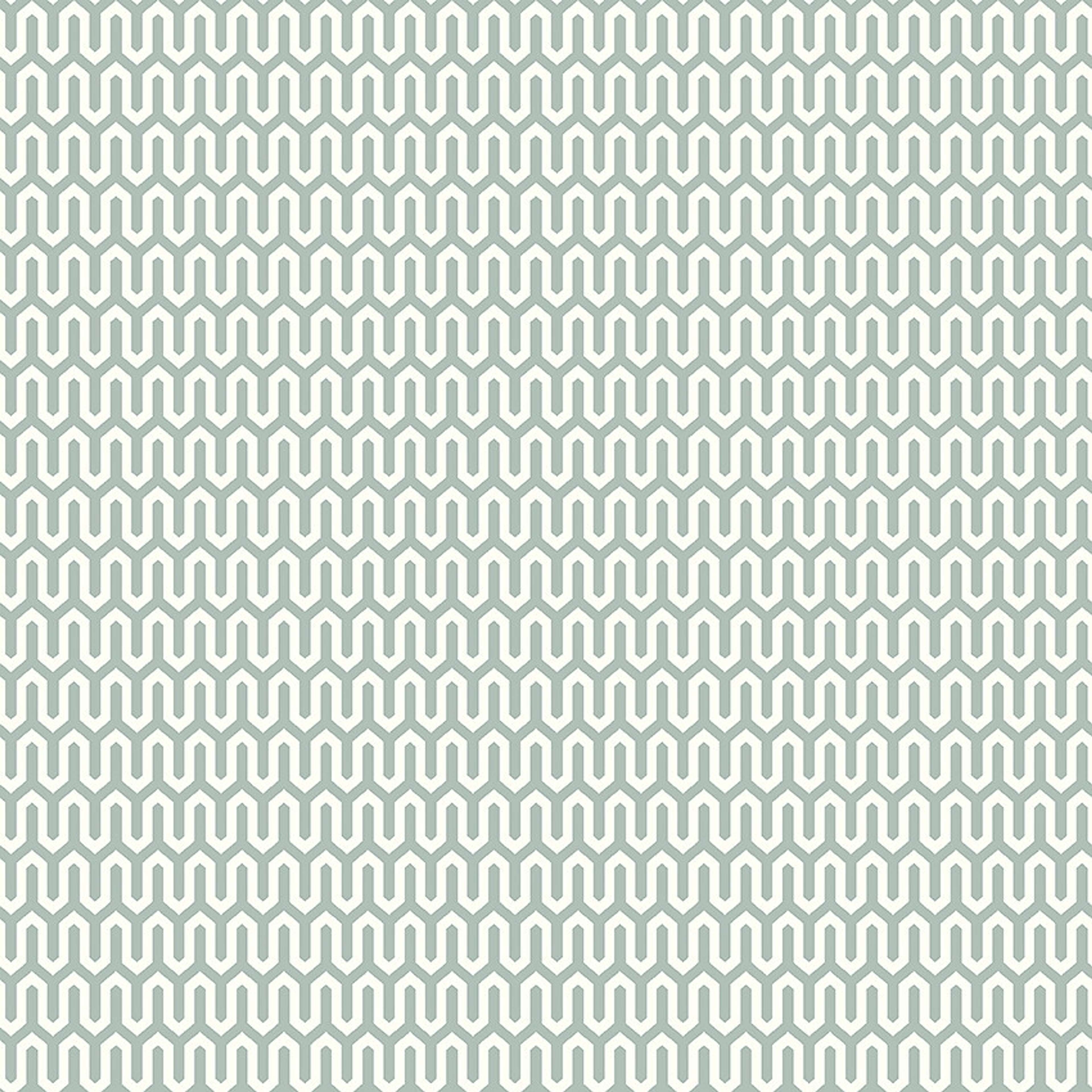 Arne Jacobsen Ypsilon tapet med grafiskt, retro mönster i turkos. Från kollektionen Scandinavian Designers III. Nonwoven-material med rak passning.