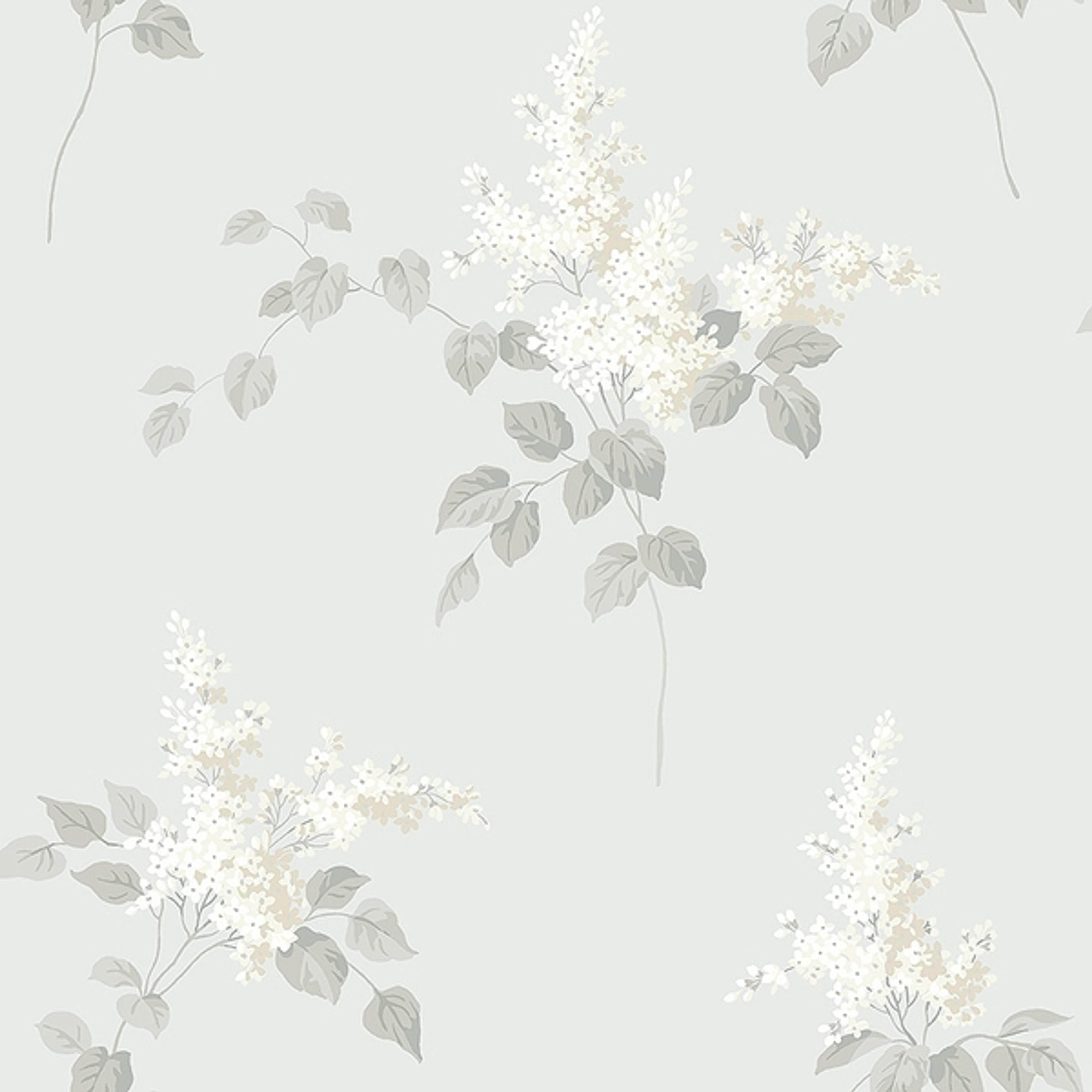 Lilacs tapet från Boråstapeter med blommigt mönster i grå. Från kollektionen Falsterbo III. Nonwoven-material med förskjuten passning.