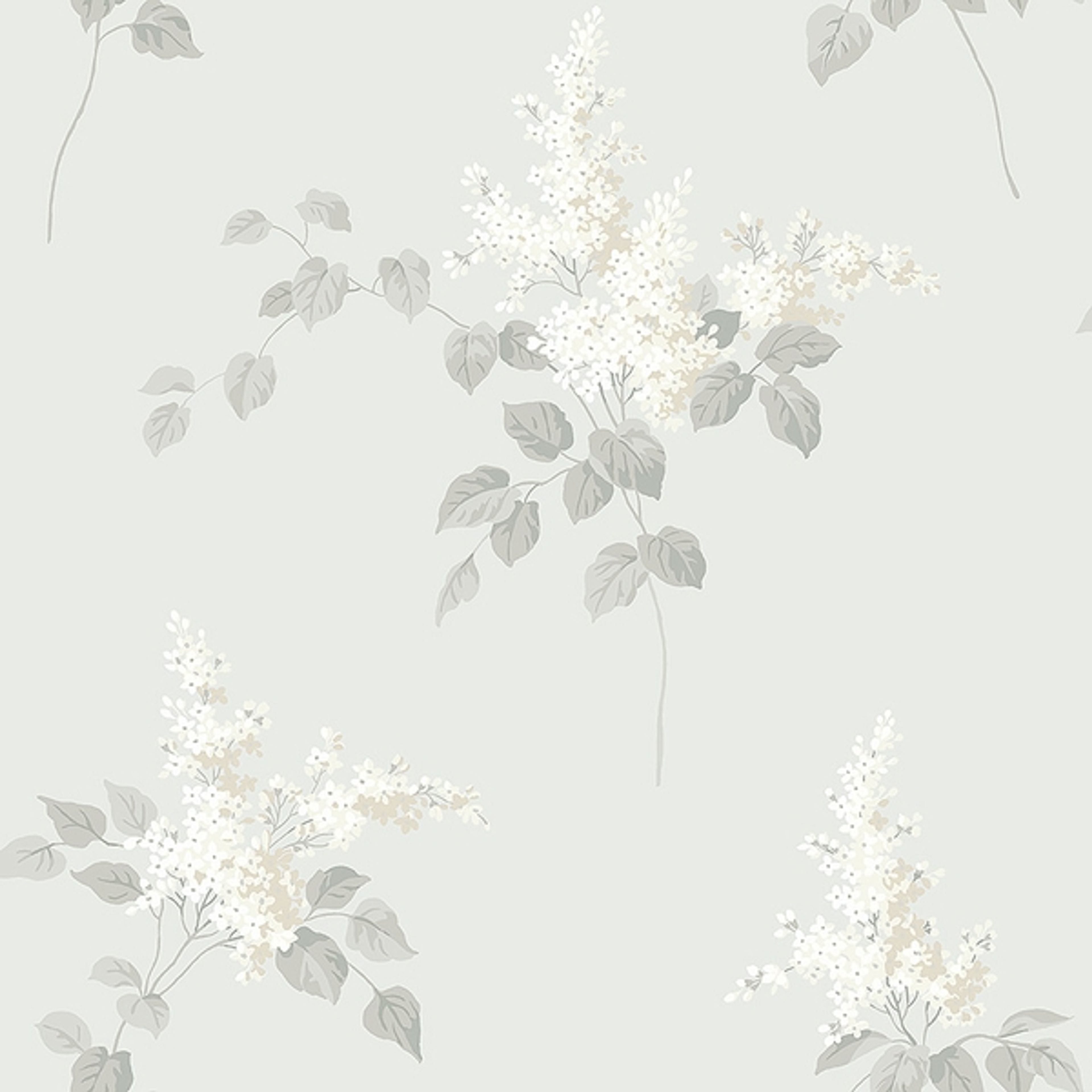 Lilacs tapet från Boråstapeter med blommigt mönster i grå. Från kollektionen Falsterbo III. Nonwoven-material med förskjuten passning.