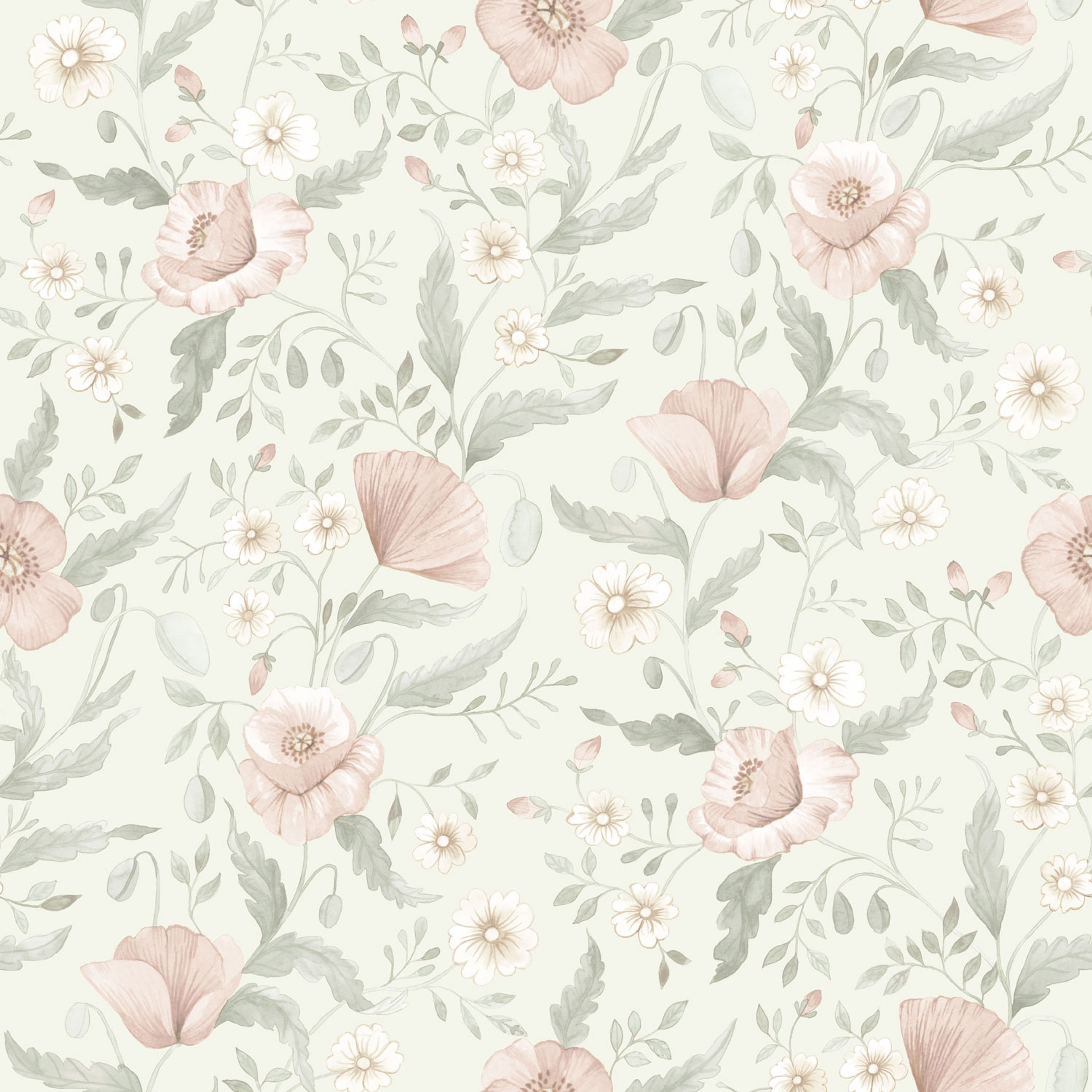 Trädgårdsblommor tapet med blommigt mönster i blå. Från kollektionen Rosenlycka. Nonwoven-material med rak passning. Country-stil. Passar i vardagsrum, sovrum och matsal.