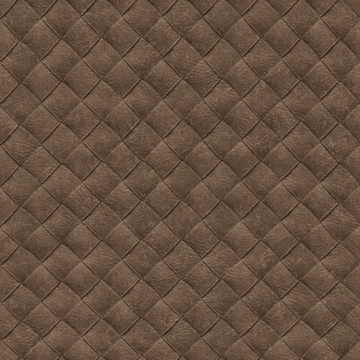 Leather Patchwork tapet med rutigt mönster i brun. Från kollektionen Tahiti. Nonwoven-material med rak passning. City-stil. Passar i vardagsrum, matsal och hall.