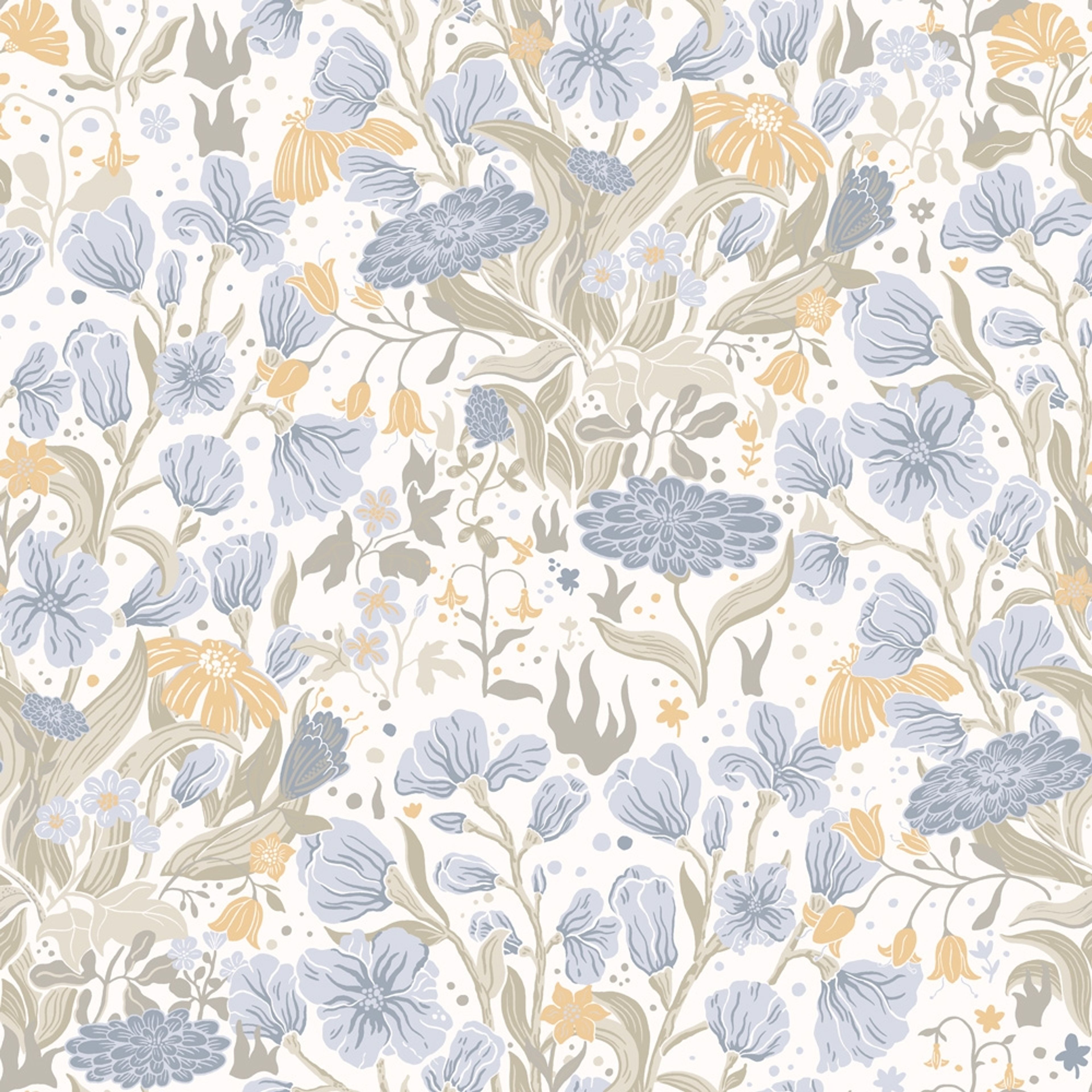 Hava tapet med blommigt mönster i vit. Från kollektionen Fägring. Nonwoven-material med rak passning.