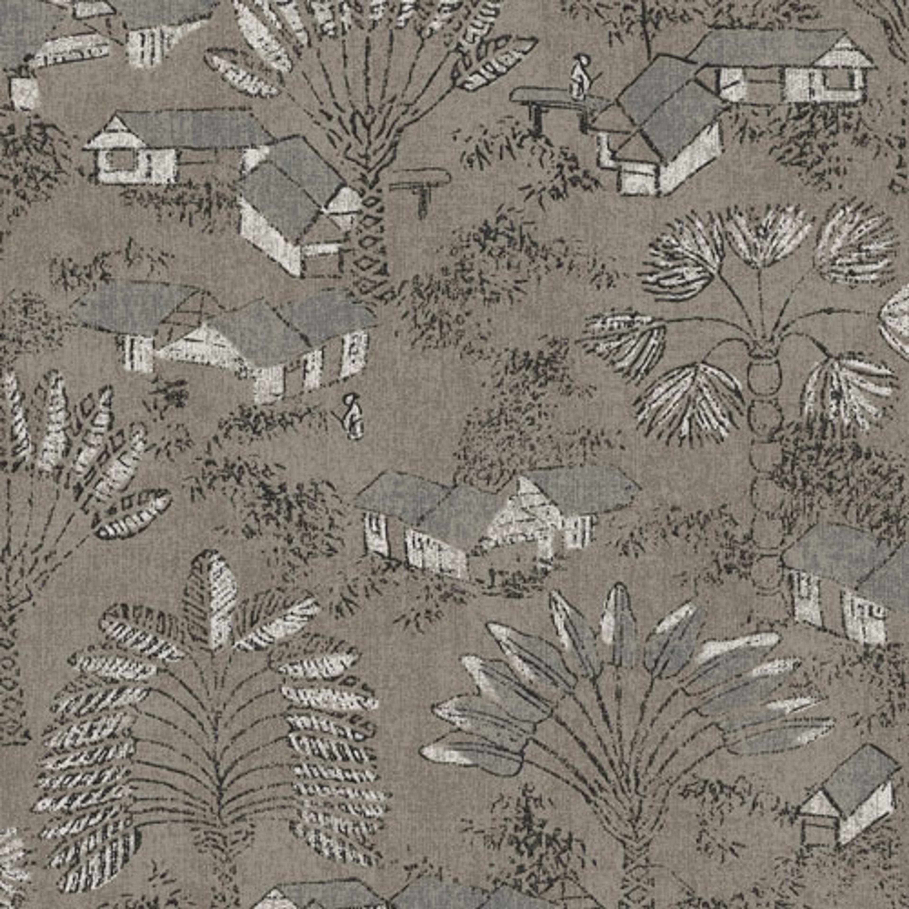 Louam Cinder tapet tapet från Midbec med botaniskt mönster i silver. Från kollektionen Tribute. Nonwoven-material med förskjuten passning. Passar i vardagsrum, matsal och hall.