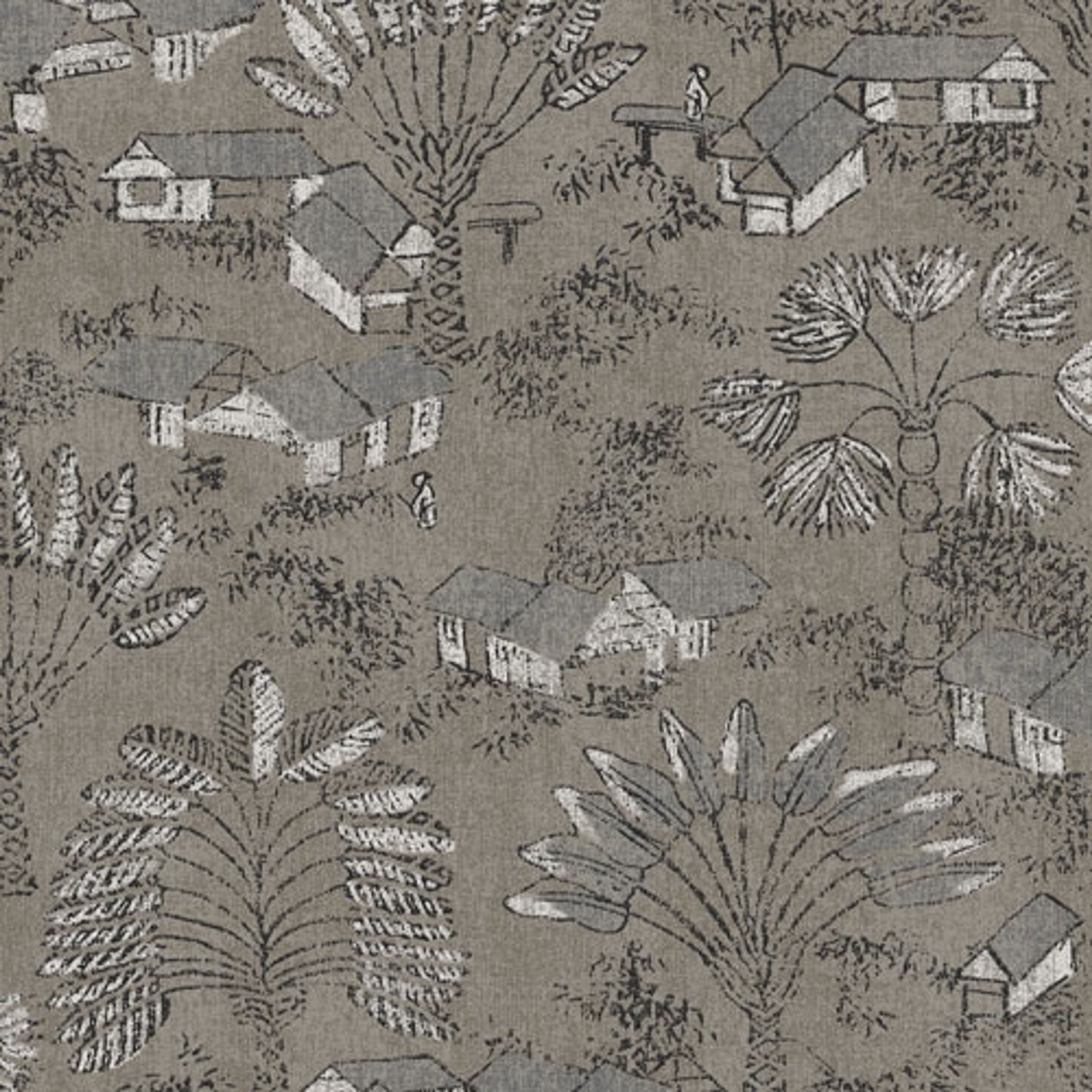 Louam Cinder tapet tapet från Midbec med botaniskt mönster i silver. Från kollektionen Tribute. Nonwoven-material med förskjuten passning. Passar i vardagsrum, matsal och hall.