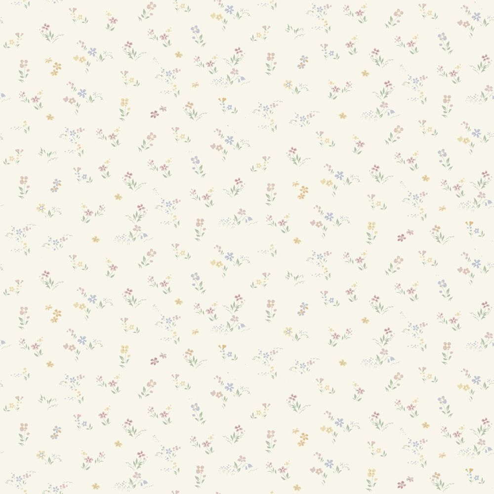 Sommarnatt varmvit, tapet tapet med blommigt mönster i vit. Från kollektionen Sommaräng. Nonwoven-material med rak passning.