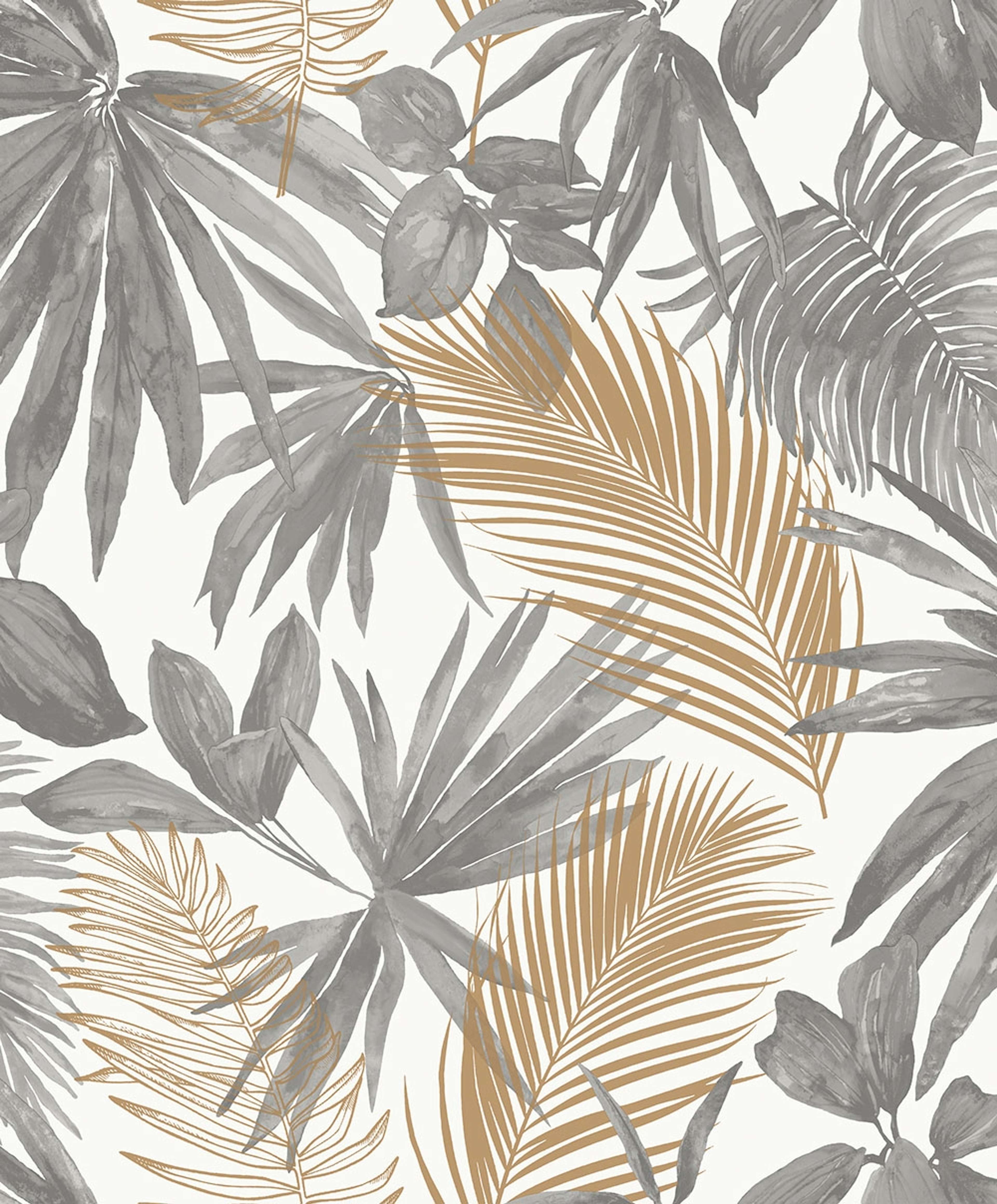 Wild Palms tapet i grå tapet med djur mönster i grå. Från kollektionen jungle fever. Nonwoven-material med förskjuten passning. Passar i vardagsrum och matsal.