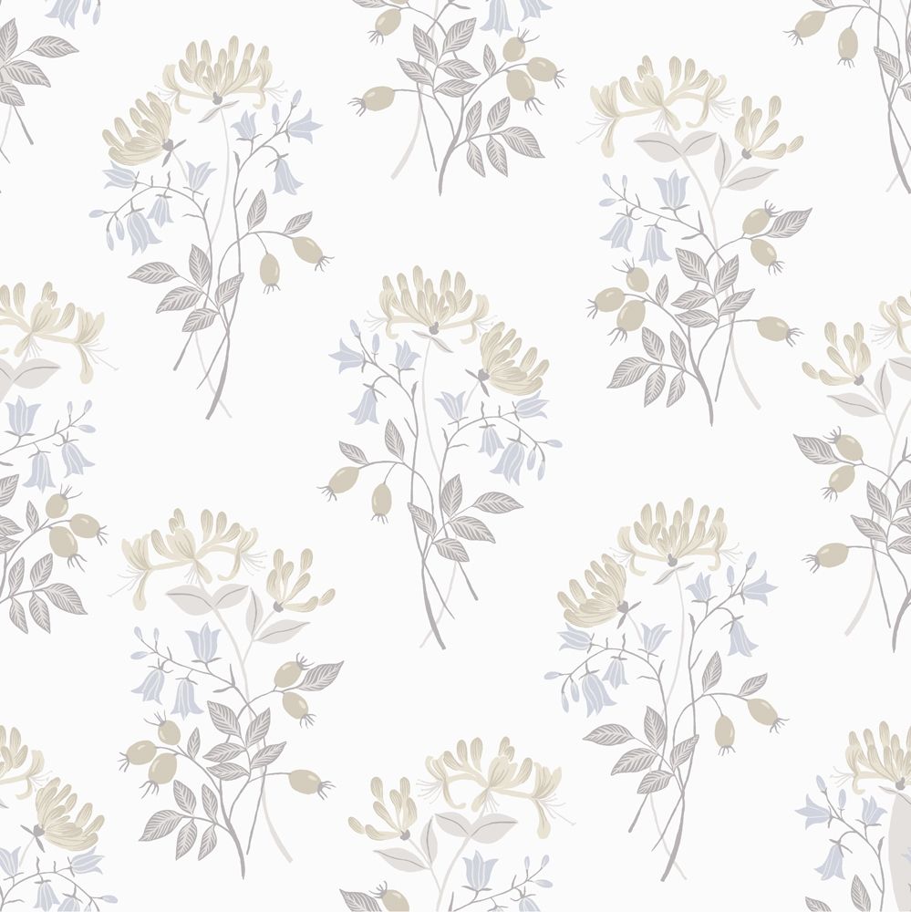 Kaprifol, cream tapet tapet med blommigt mönster i cream. Från kollektionen Långenäs. Nonwoven-material med rak passning.