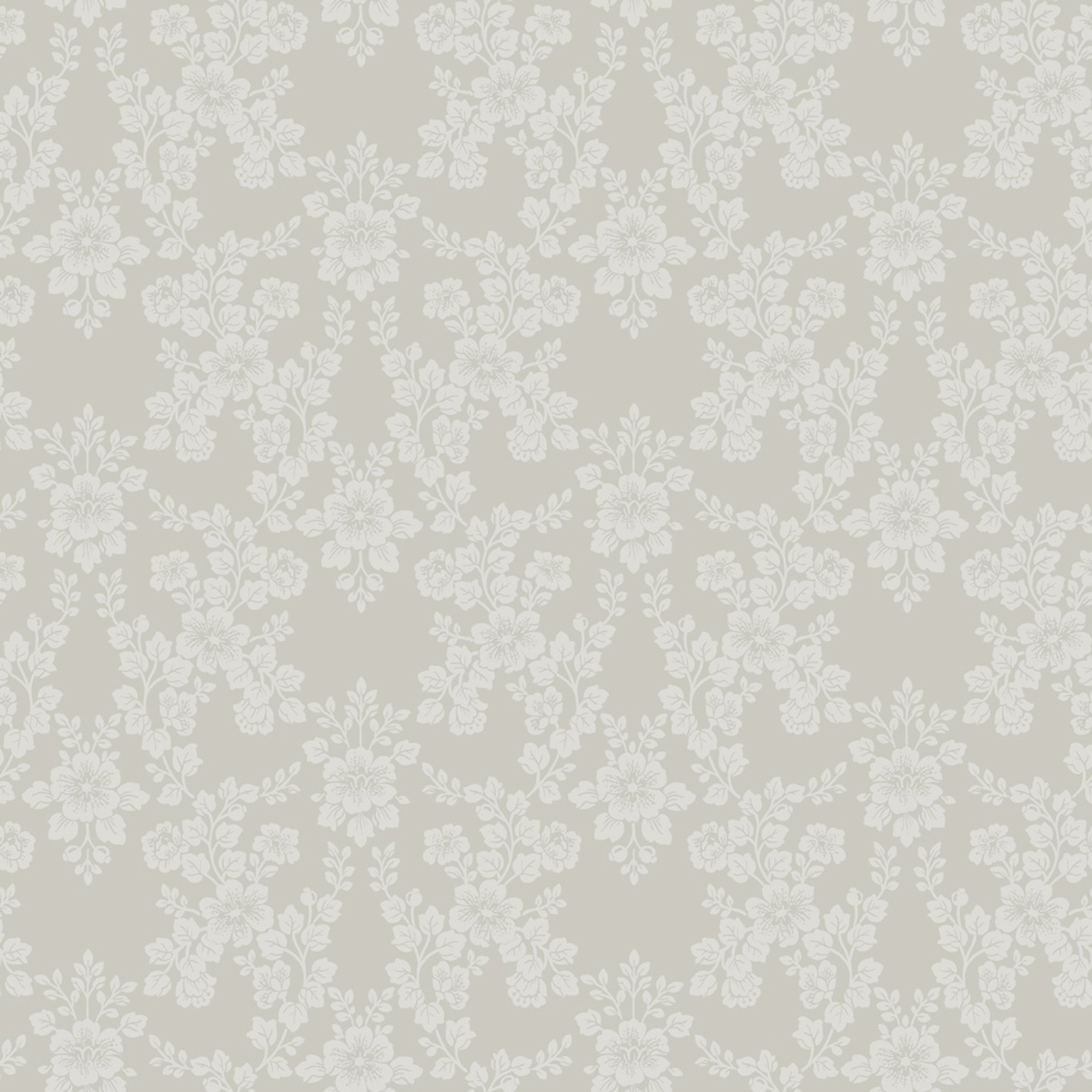 Rosita varmgrå, tapet tapet med blommigt mönster i grå. Från kollektionen Sommaräng. Nonwoven-material med rak passning.