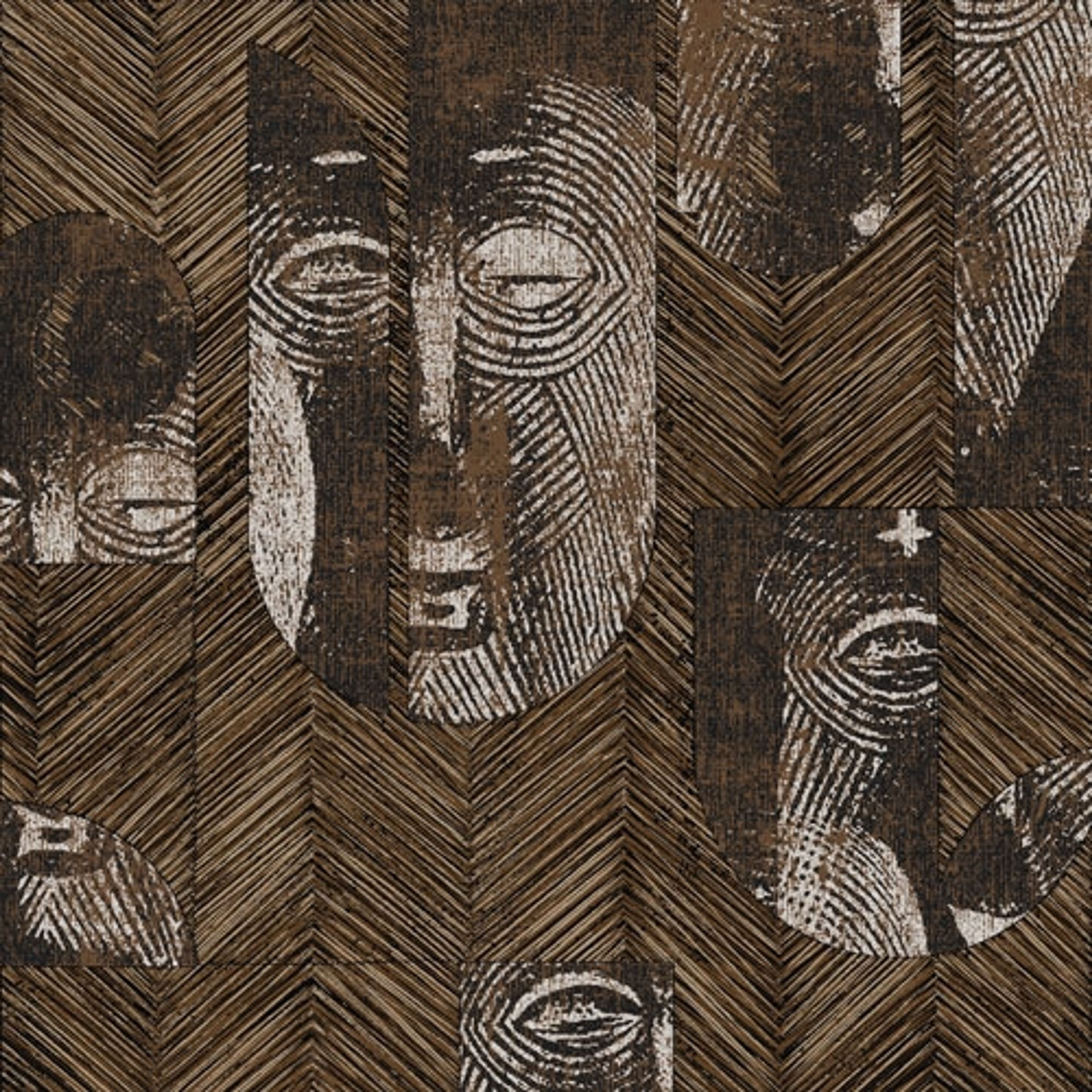 Mask Bamboo tapet tapet från Midbec med grafiskt mönster i grå. Från kollektionen Tribute. Nonwoven-material med förskjuten passning. Passar i vardagsrum, matsal och hall.