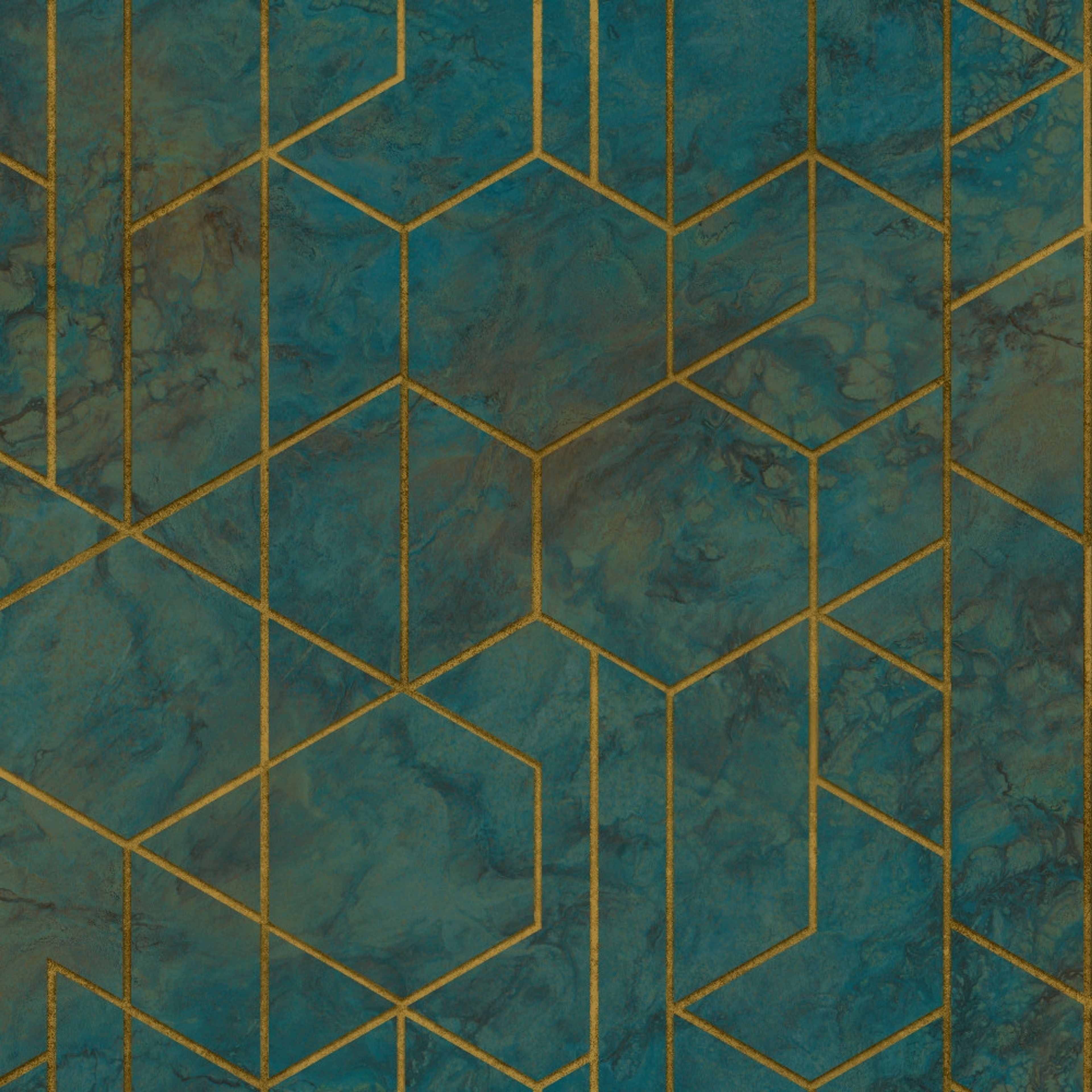 Grand onyx motif tapet med grafiskt mönster i grön. Från kollektionen Malika. Nonwoven-material med förskjuten passning. Passar i vardagsrum och matsal.