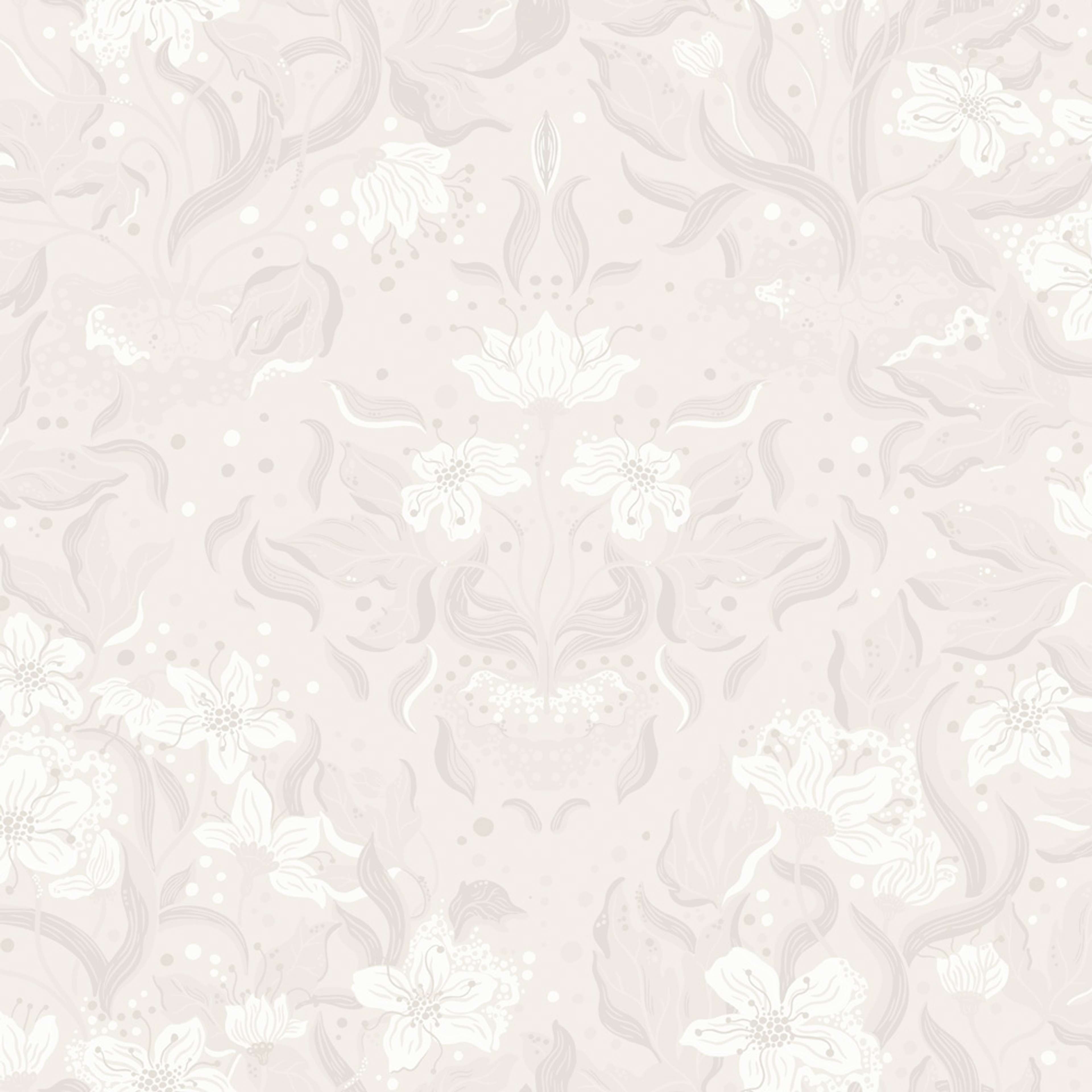 Lisa tapet med blommigt mönster i beige. Från kollektionen Fägring. Nonwoven-material med förskjuten passning.