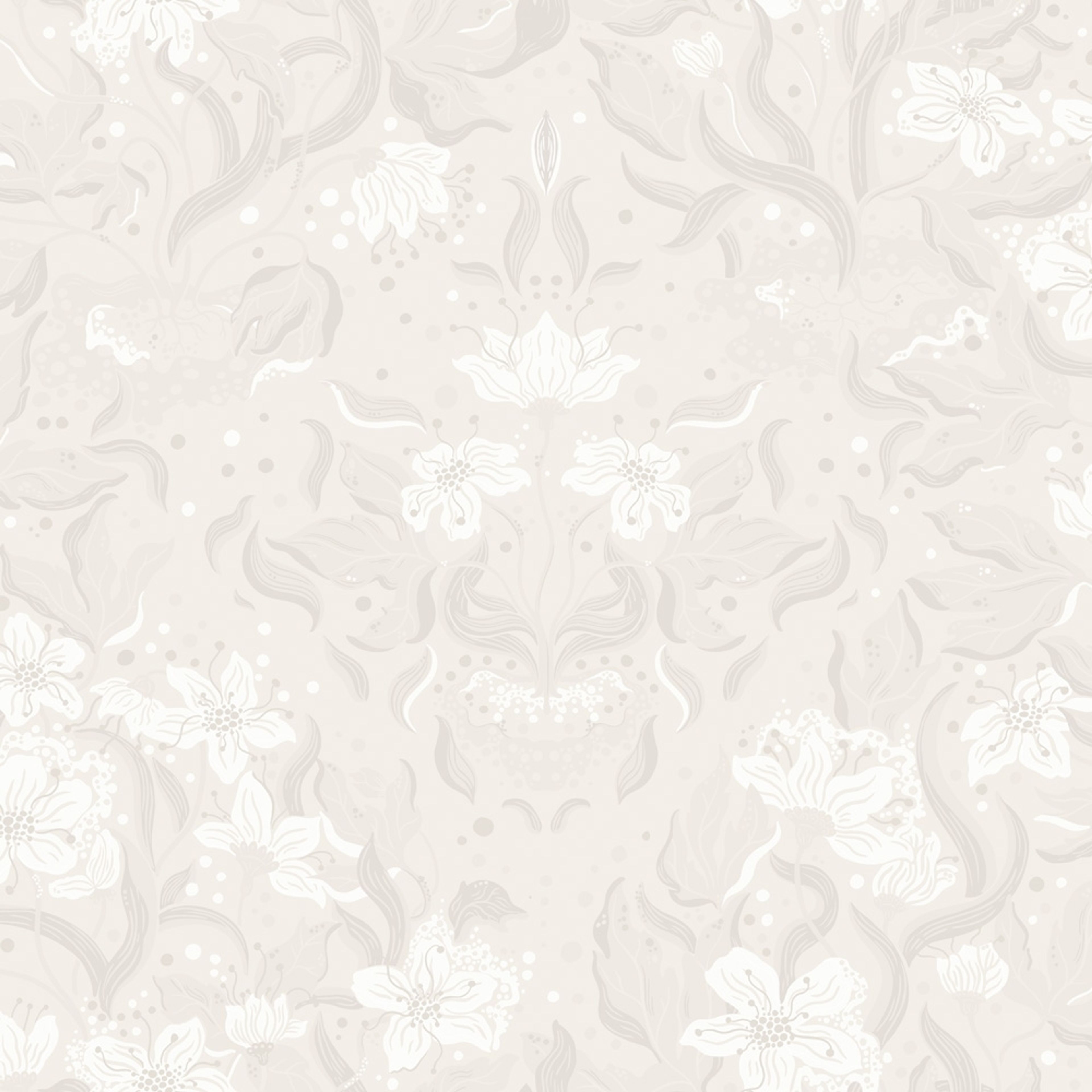 Lisa tapet med blommigt mönster i beige. Från kollektionen Fägring. Nonwoven-material med förskjuten passning.
