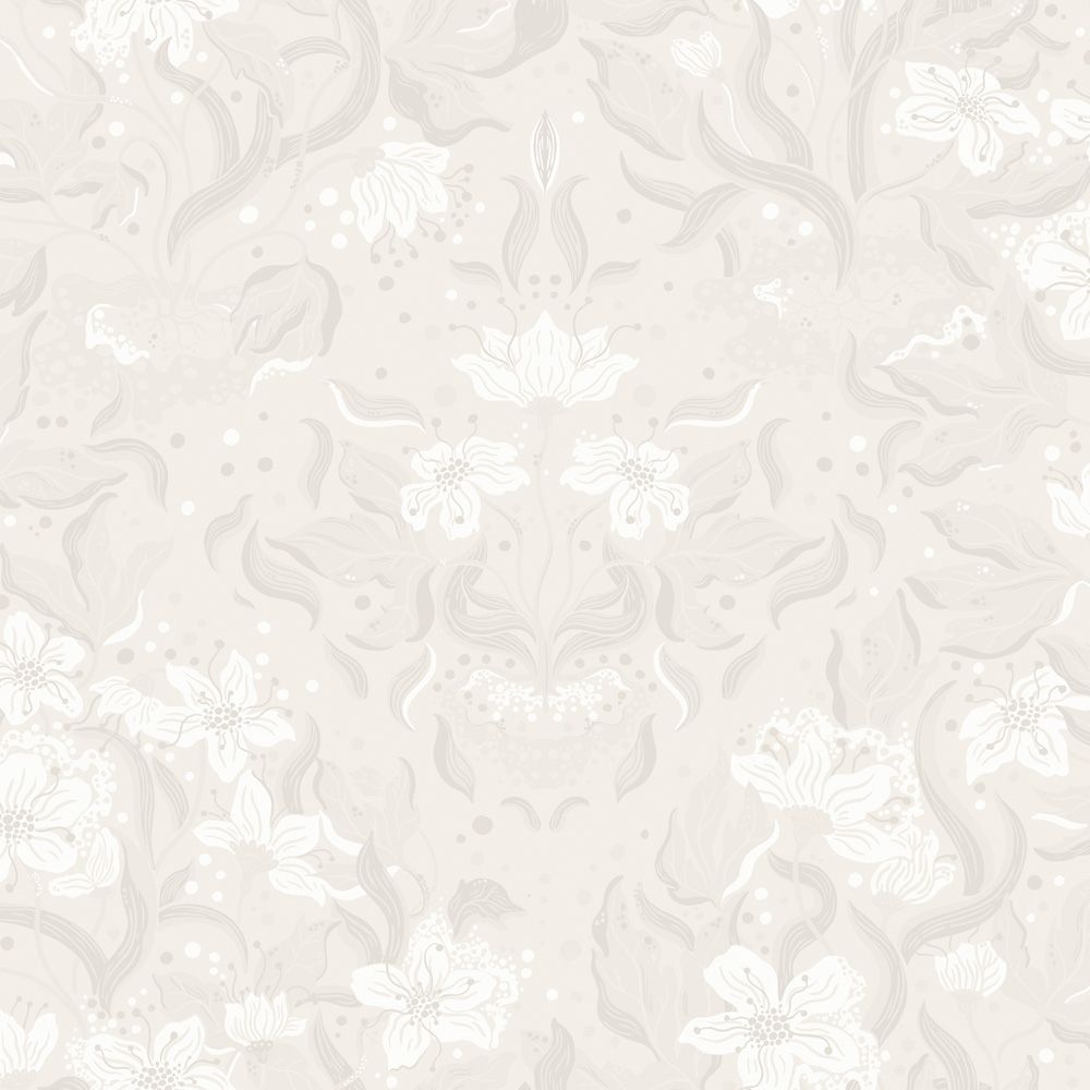 Lisa tapet med blommigt mönster i beige. Från kollektionen Fägring. Nonwoven-material med förskjuten passning.