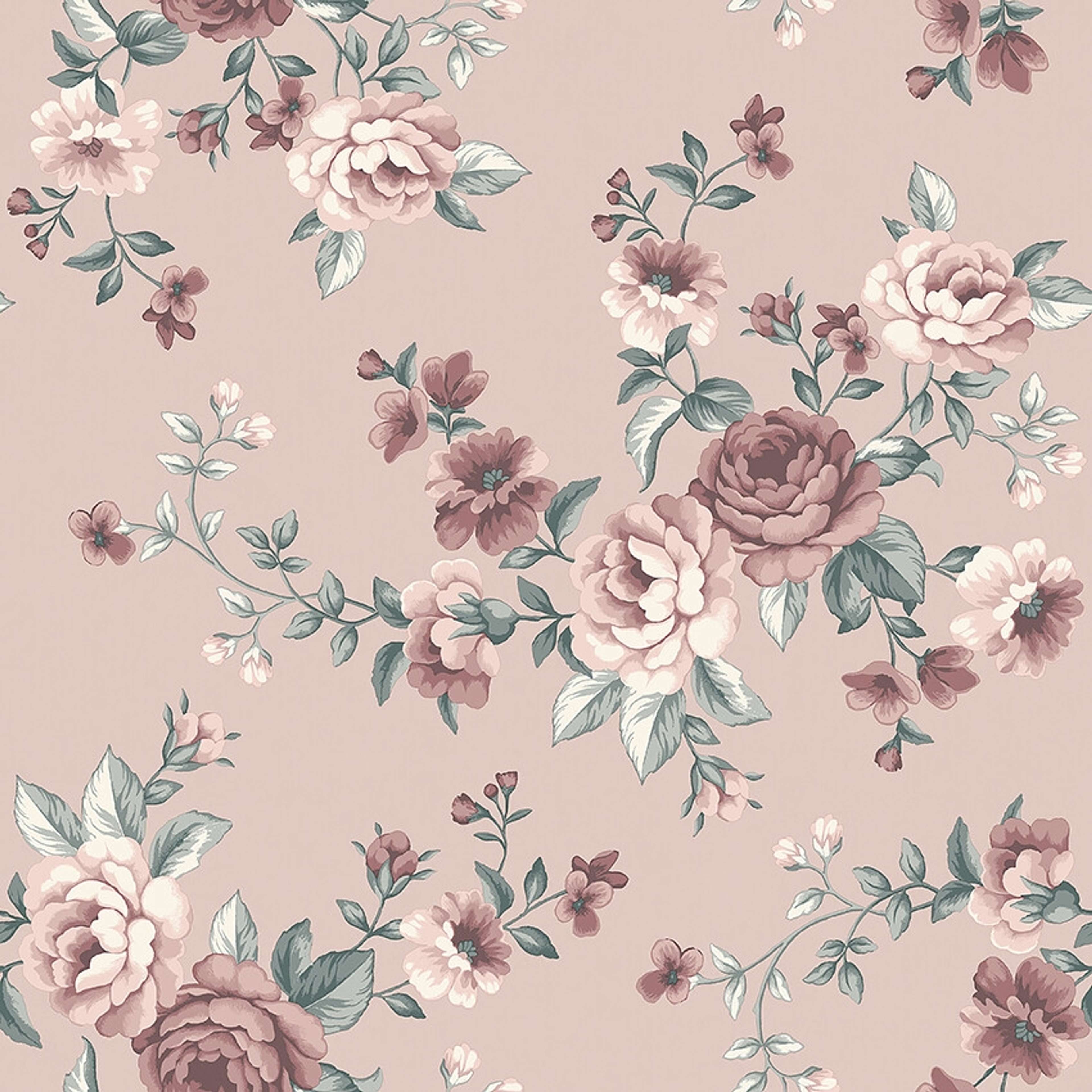 Nomi rosa, tapet tapet med blommigt, barnrum mönster i rosa. Från kollektionen Newbie II Wallpaper. Nonwoven-material med rak passning. Passar i sovrum och barnrum.