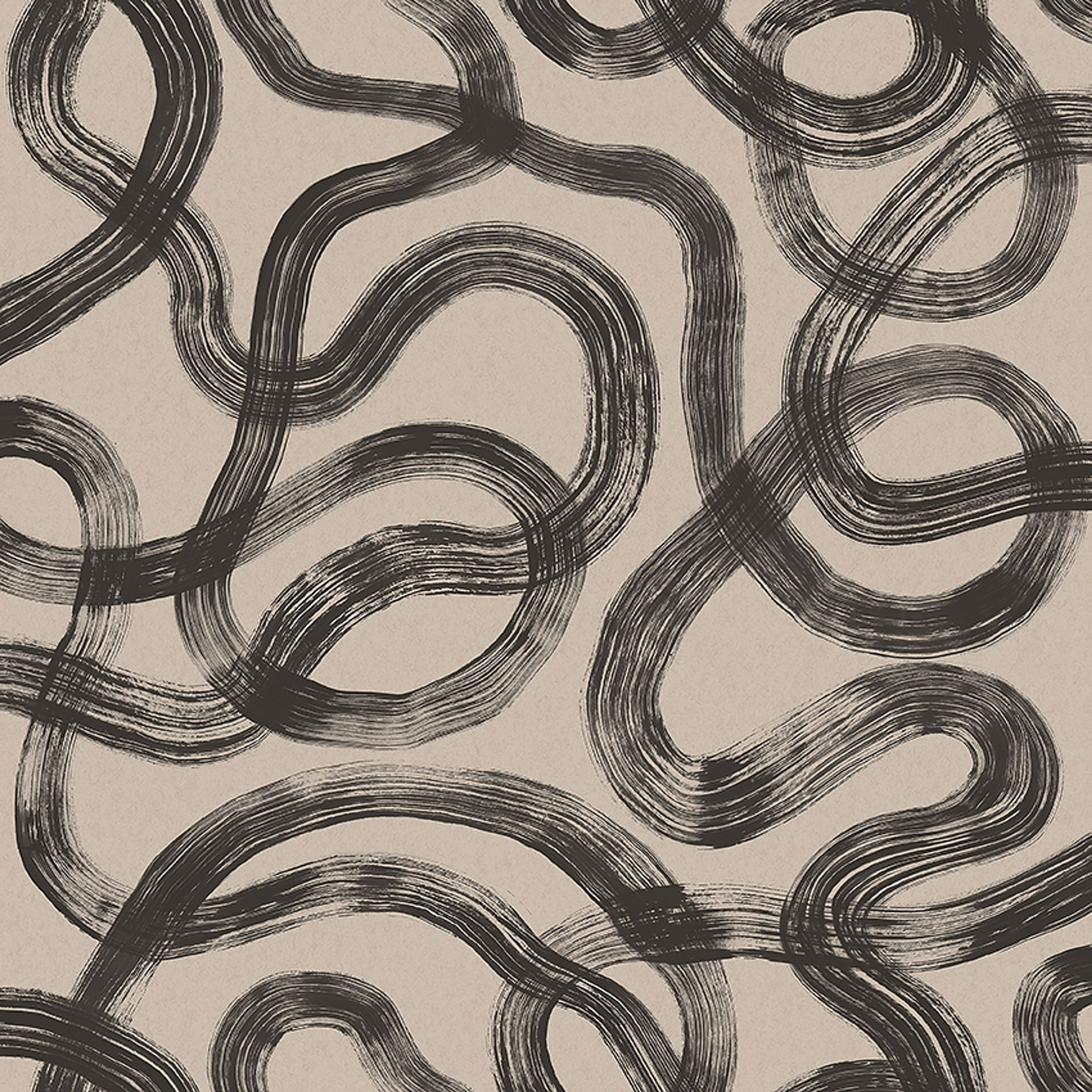 Curve svart, tapet tapet med grafiskt mönster i svart och beige. Från kollektionen Graphics. Nonwoven-material med förskjuten passning. Passar i hall.