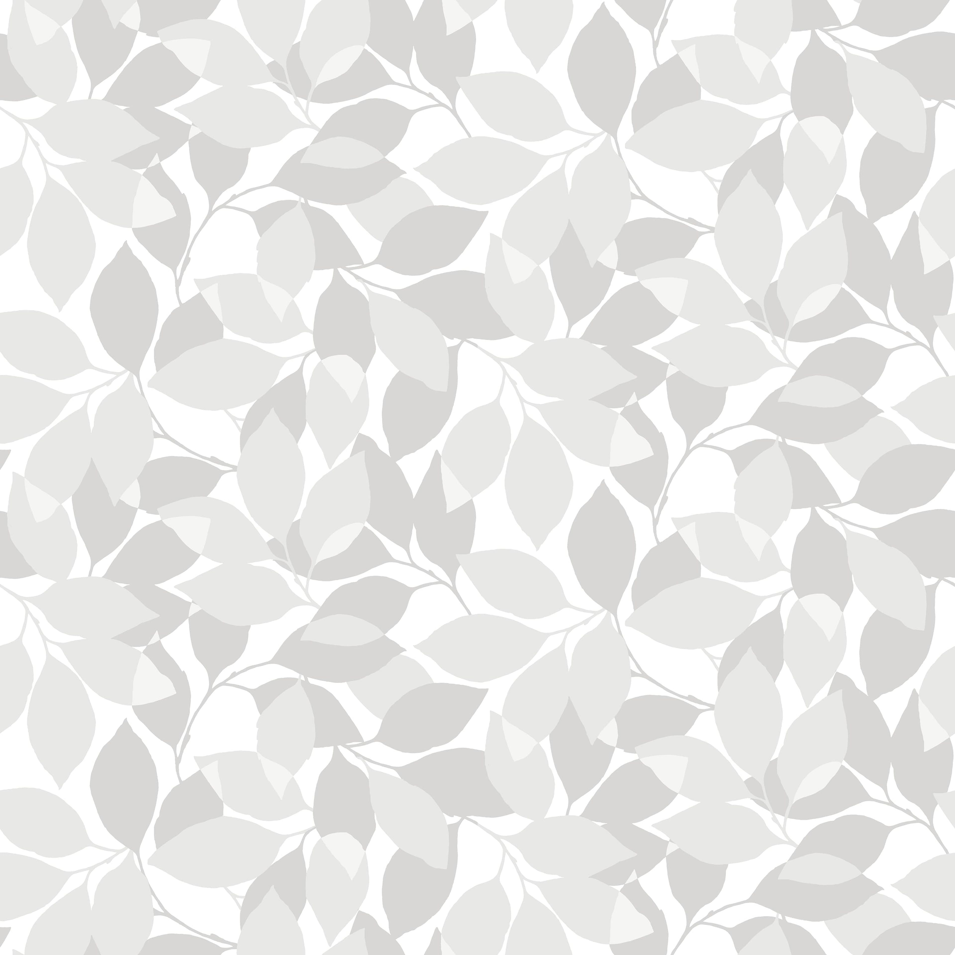 Augusti, grå tapet med botaniskt mönster i grå. Från kollektionen Blommor & Blad. Nonwoven-material med rak passning.