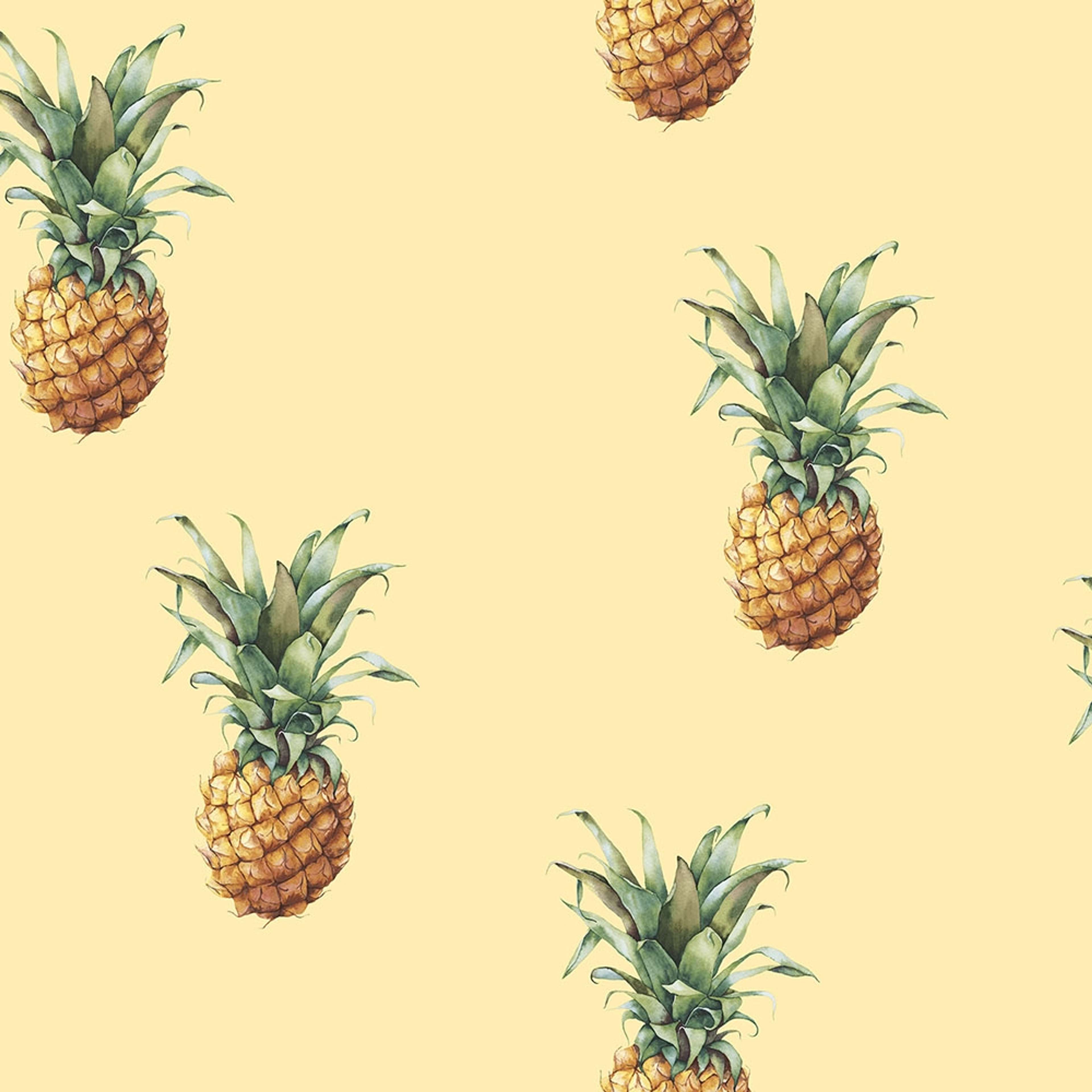 Pineapples tapet i gul. Från kollektionen Just Kitchens. Nonwoven-material med förskjuten passning.