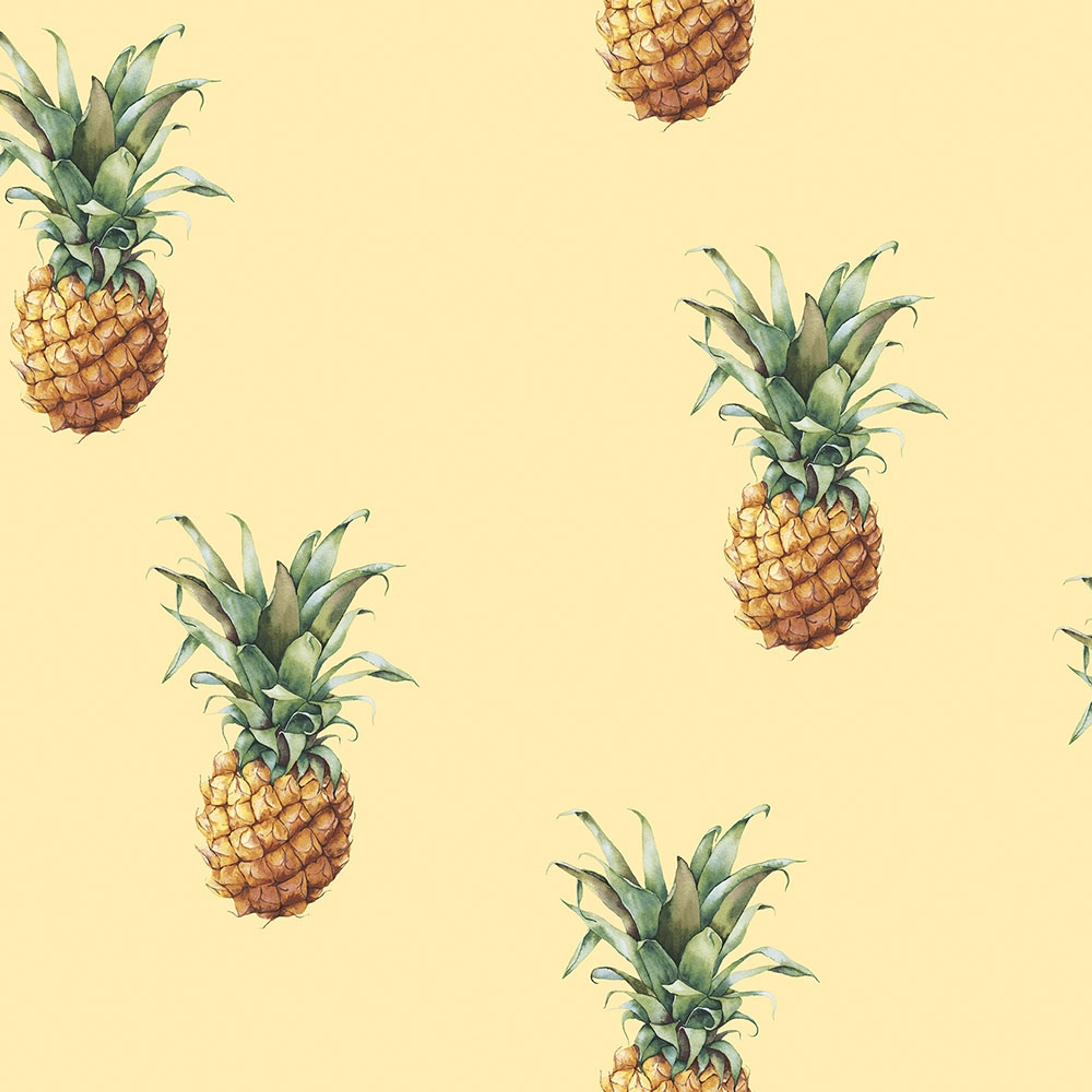 Pineapples tapet i gul. Från kollektionen Just Kitchens. Nonwoven-material med förskjuten passning.
