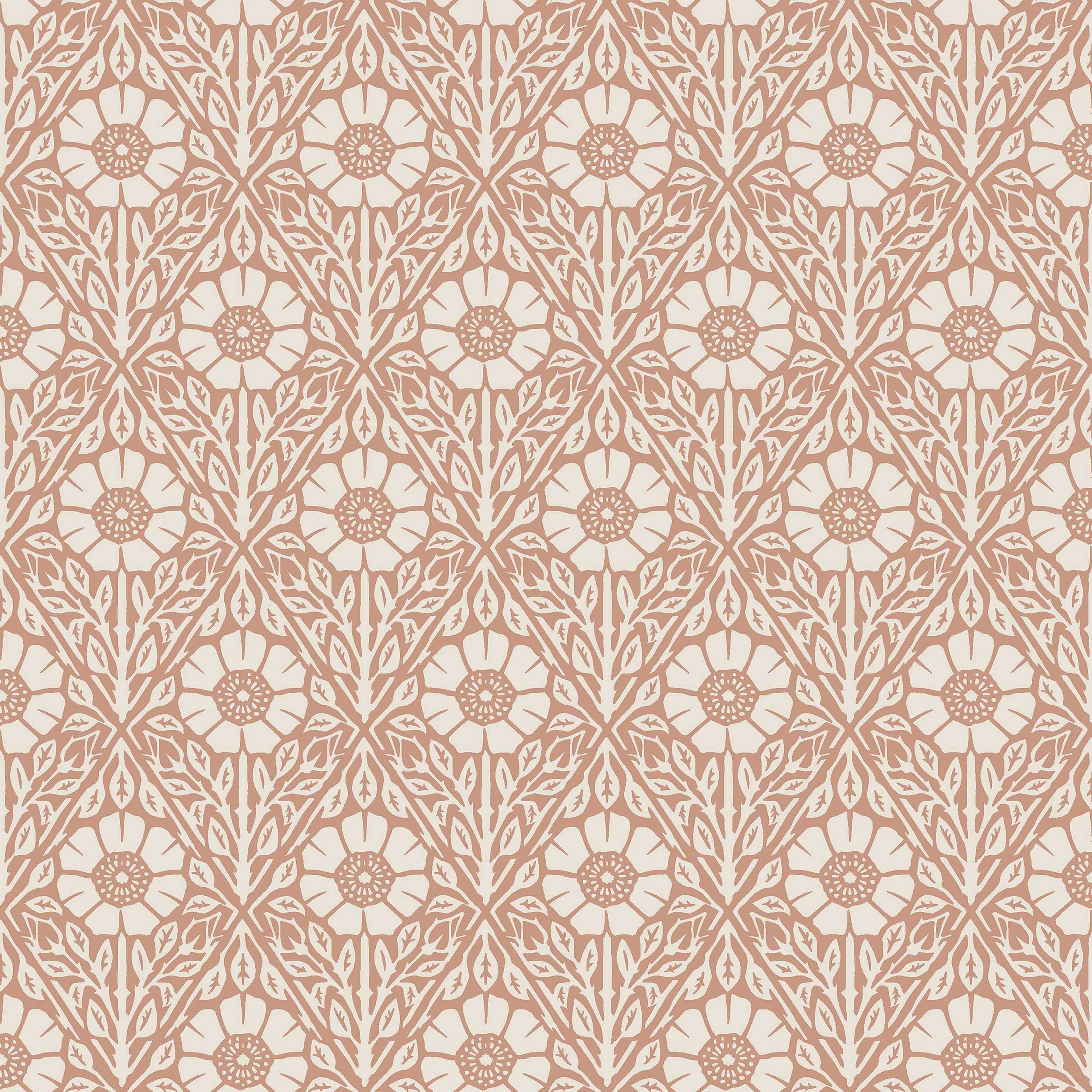 Nyponros röd, tapet tapet med blommigt mönster i röd. Från kollektionen Nordic Folk. Nonwoven-material med förskjuten passning. Passar i sovrum.