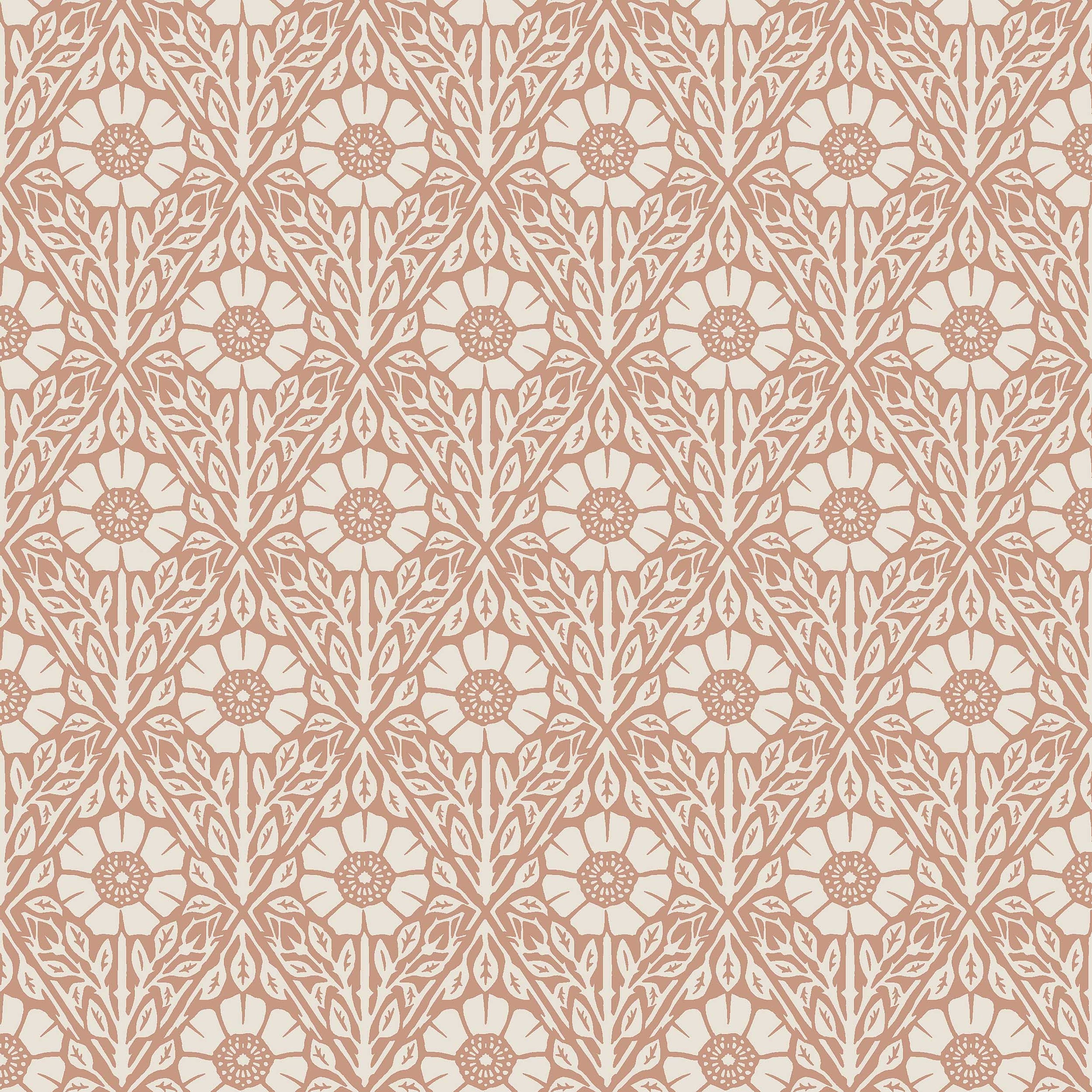 Nyponros röd, tapet tapet med blommigt mönster i röd. Från kollektionen Nordic Folk. Nonwoven-material med förskjuten passning. Passar i sovrum.