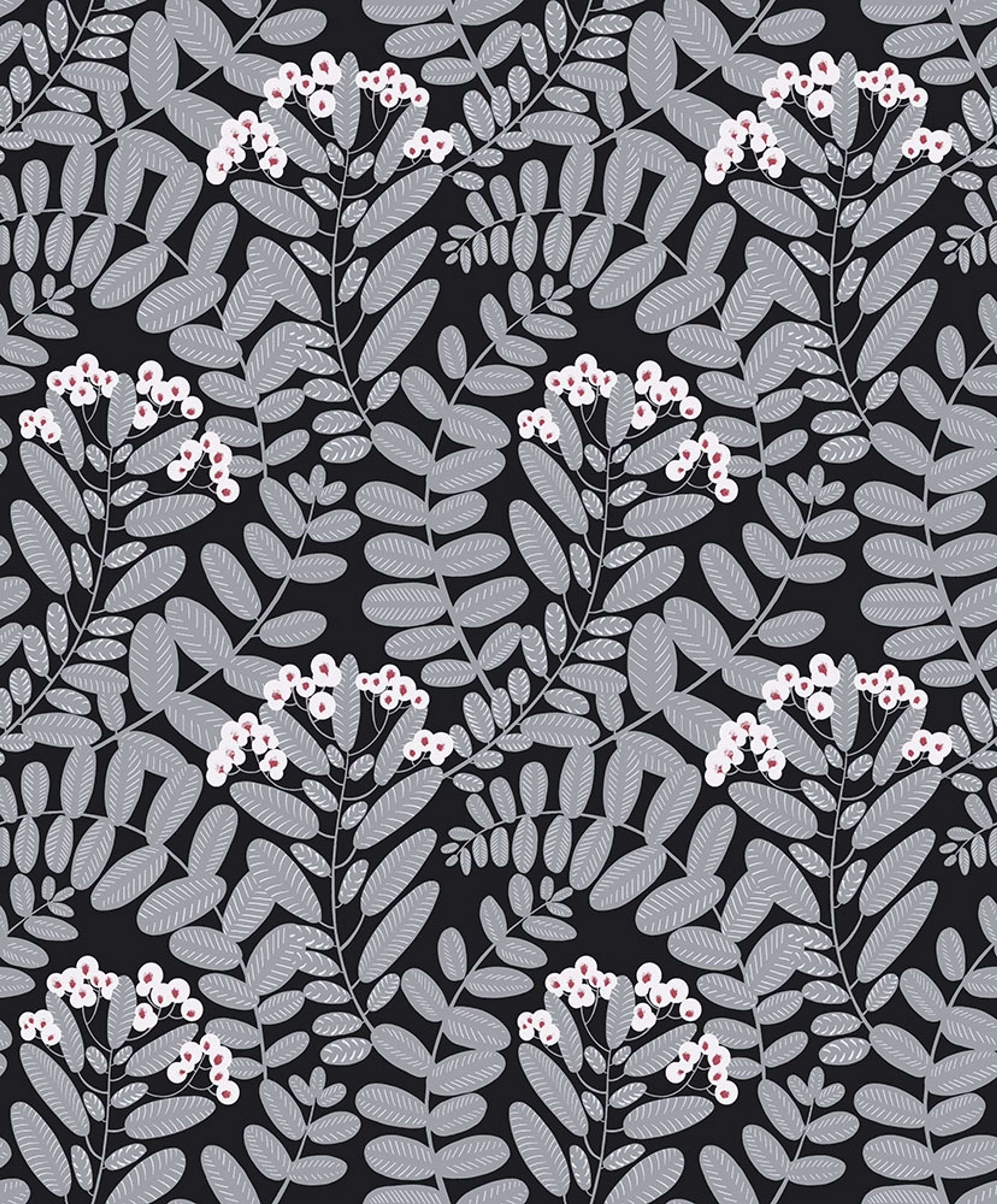 Bodie, grå tapet tapet med småmönstrat, blommigt mönster i grå. Från kollektionen Aquila. Nonwoven-material med förskjuten passning.