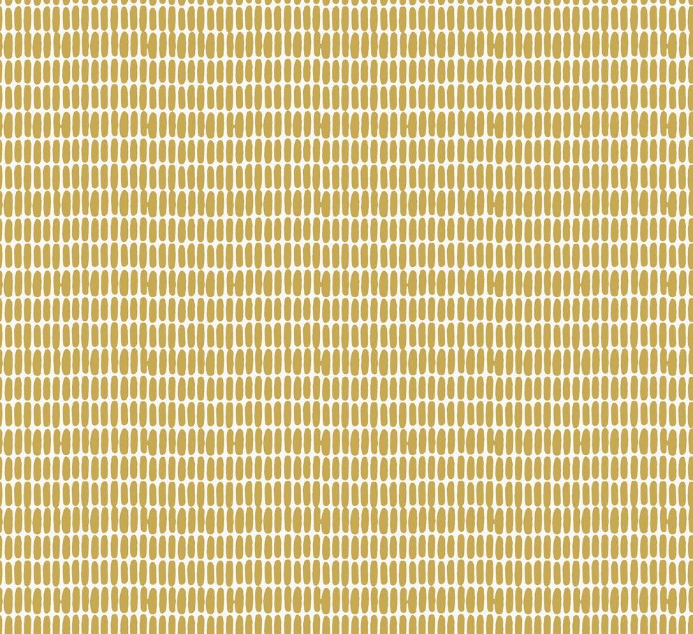 Alku tapet med grafiskt mönster i gul. Från kollektionen Marimekko 6. Nonwoven-material med rak passning.
