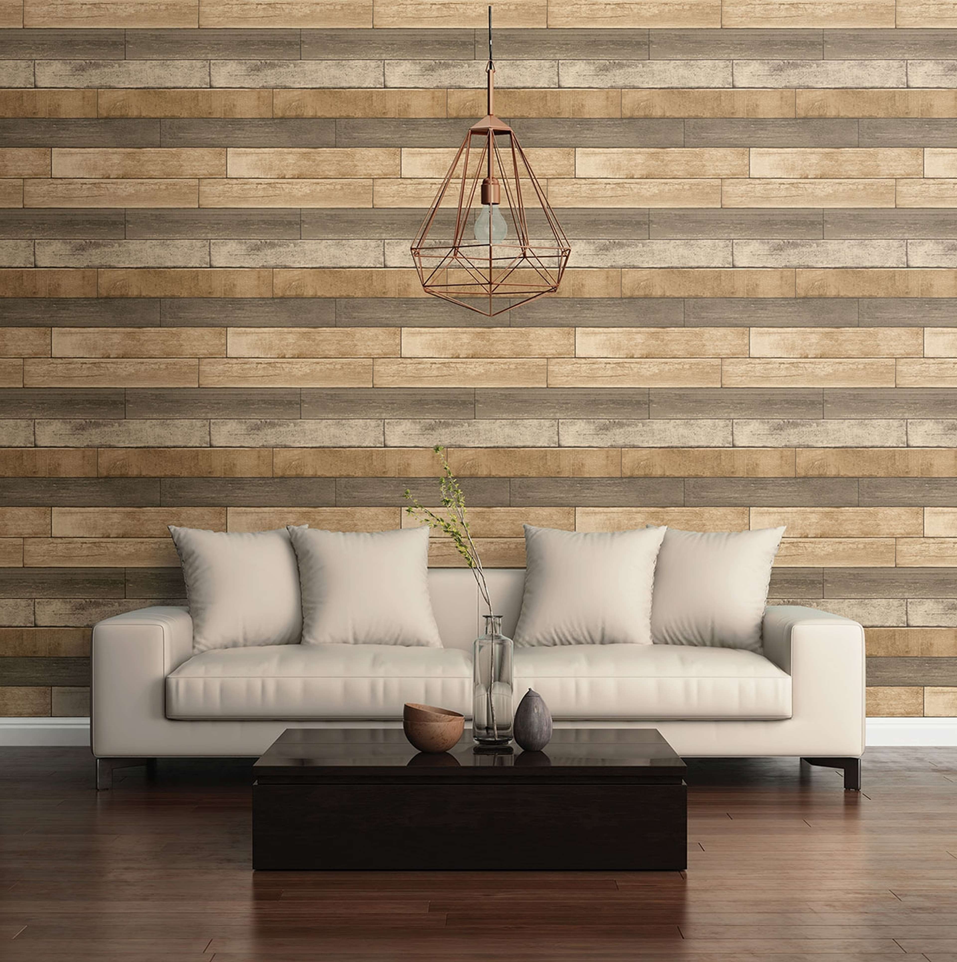 Weathered Plank tapet i brun tapet med tegelsten mönster i brun. Från kollektionen trilogy. Nonwoven-material med rak passning. Passar i vardagsrum och matsal.